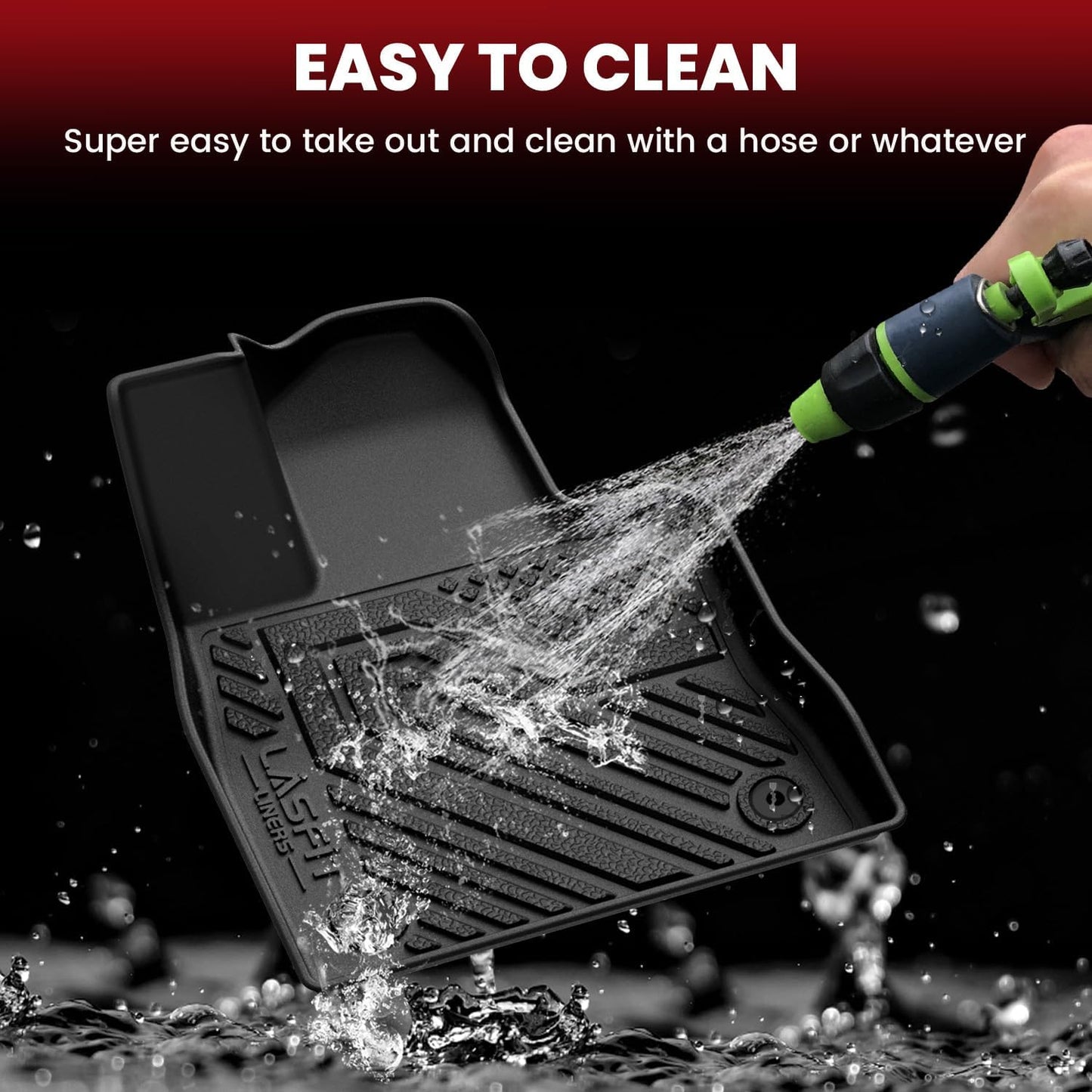 LASFIT Floor Mats & Cargo with Backrest Mat for Ford Explorer 2020-2025 6 Passenger, Custom Fit All Weather Protector TPE Easy Clean Floor Liners, 5pcs Full Set Black