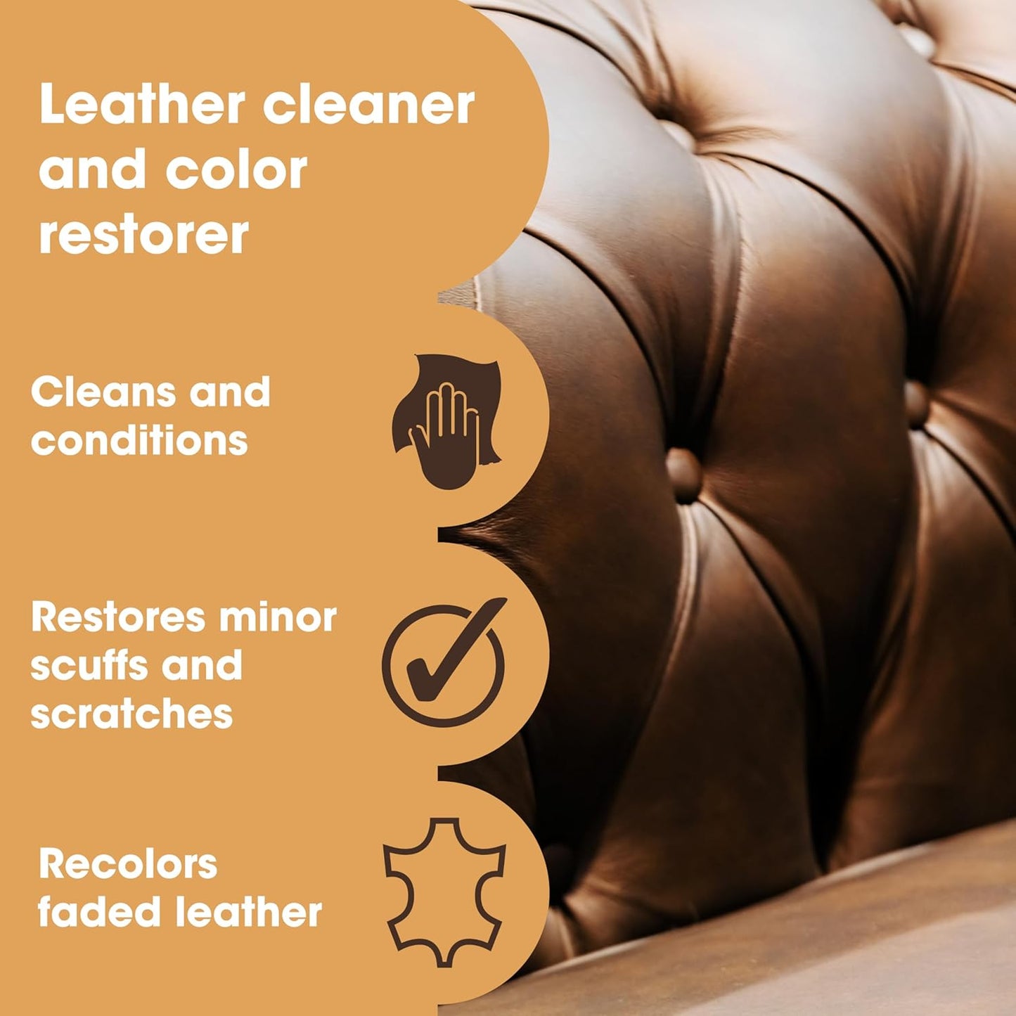 Furniture Clinic Leather Easy Restoration Kit | with Leather Recoloring Balm, Cleaner, Sponge, and Cloth | Leather Repair Kit for Scratched and Faded Furniture (Camel)