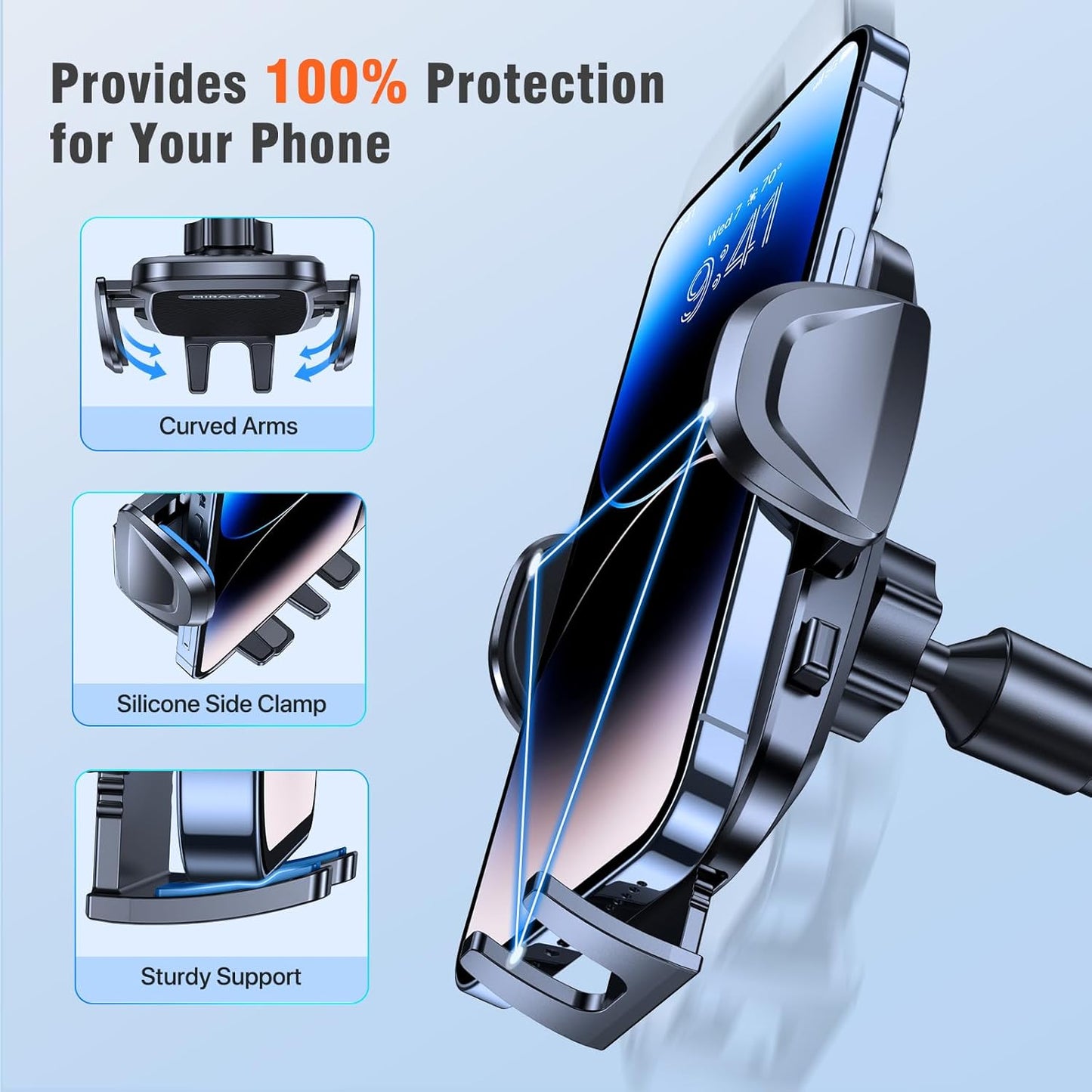 Miracase Cup Holder Phone Mount - Universal Gooseneck Adjustable Car Cell Phone Mount for iPhone, Samsung, Google and All 4.0-7.2 inches Smartphones