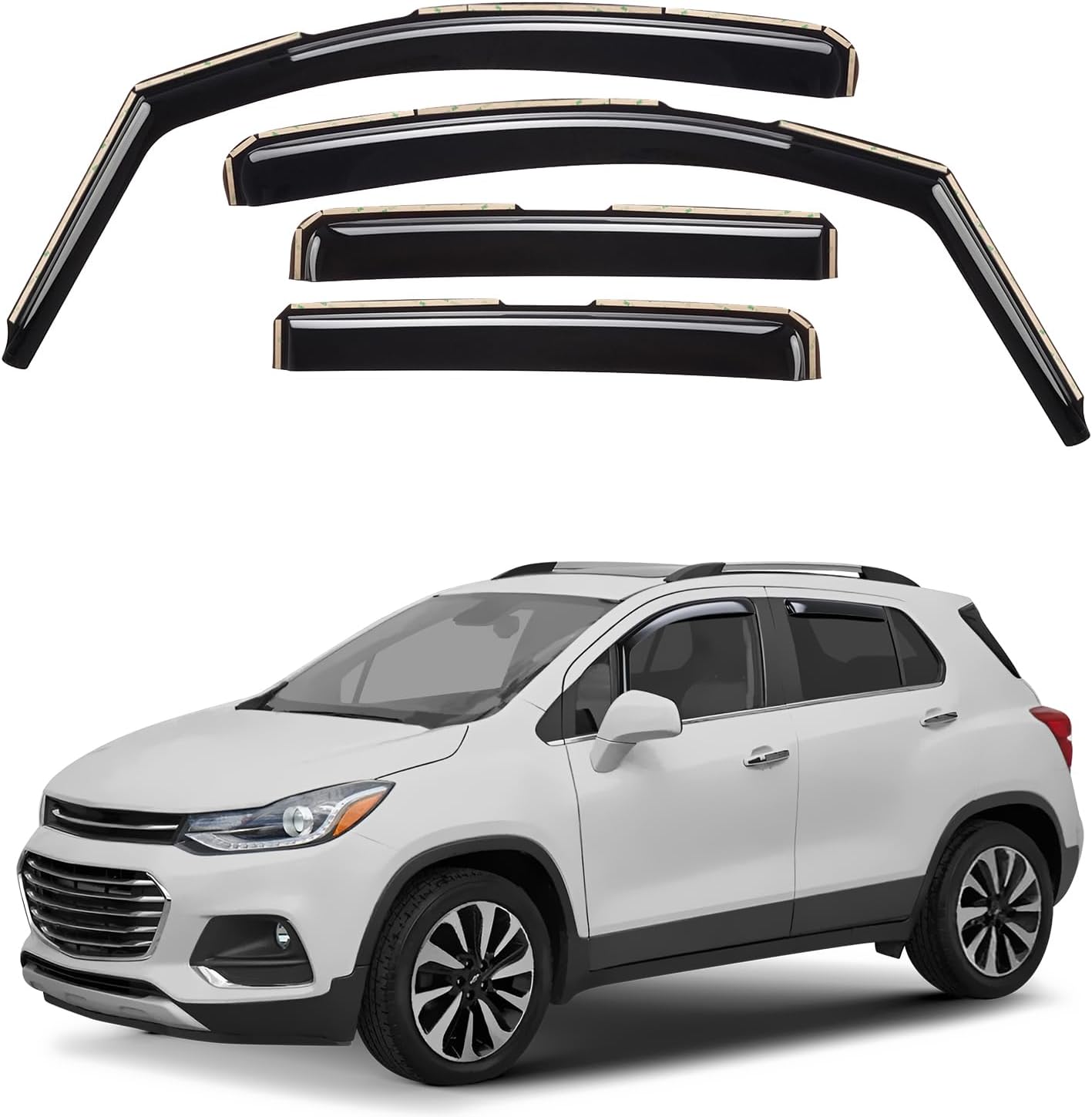 Window Deflectors Smoke Tinted In-Channel Side Window Vent Visor Deflectors Rain Guards Compatible with Buick Encore 2013-2022/Chevrolet (Chevy) Trax 2014-2022 - 4pcs. GW0187