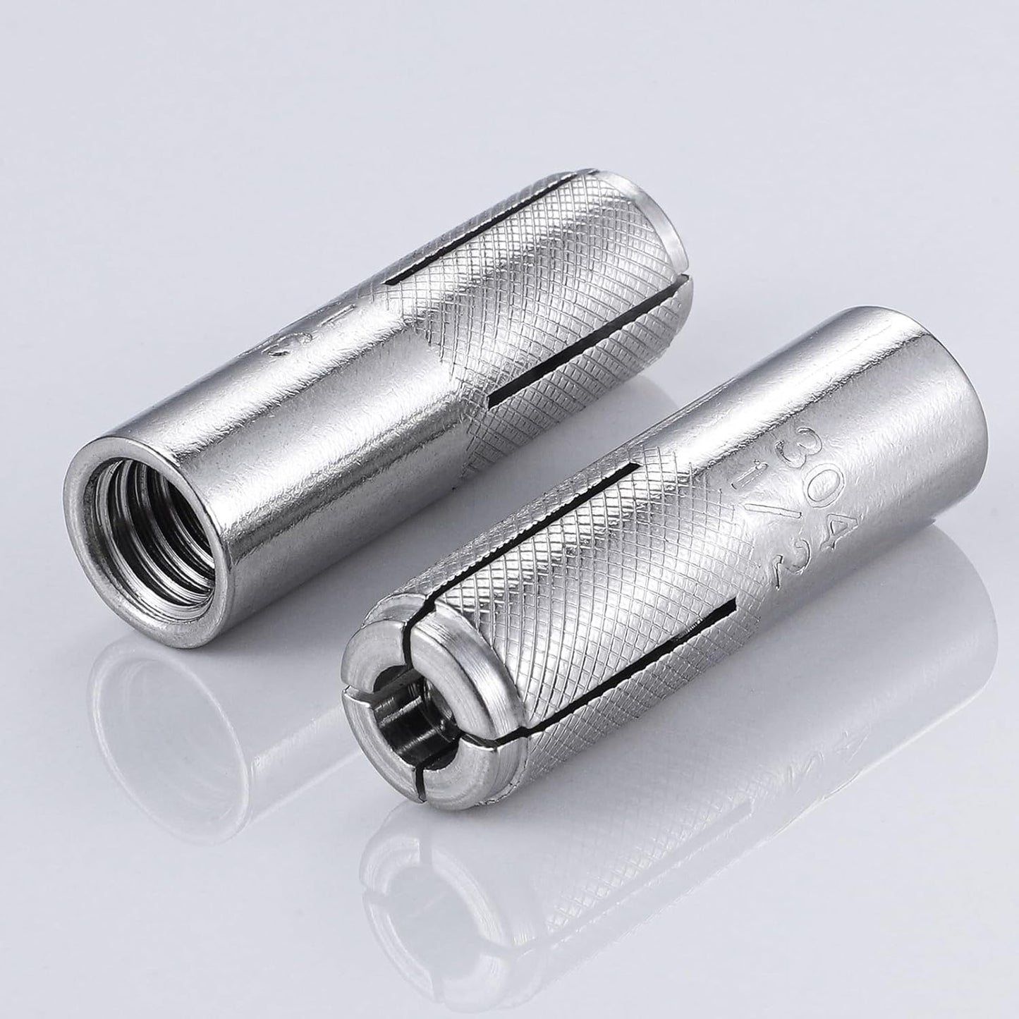 Wensilon(20 pcs) 5/8"-11 Premium Stainless Steel Drop in Anchors Assortment, Knurled Drop-in-Anchor for Solid Concrete, Internal Forced Expansion Screw Bolts