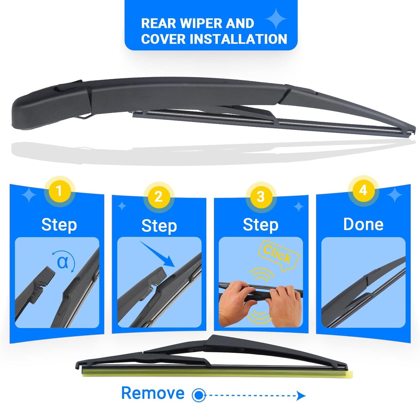 Windshield Wiper Blades Replacement for Nissan Kicks 2018 2019 2020 2021 2022 2023 Original Factory Quality Front Rear Wipers Blade Set for My Car - 26" 16" 12" (Pack of 3)