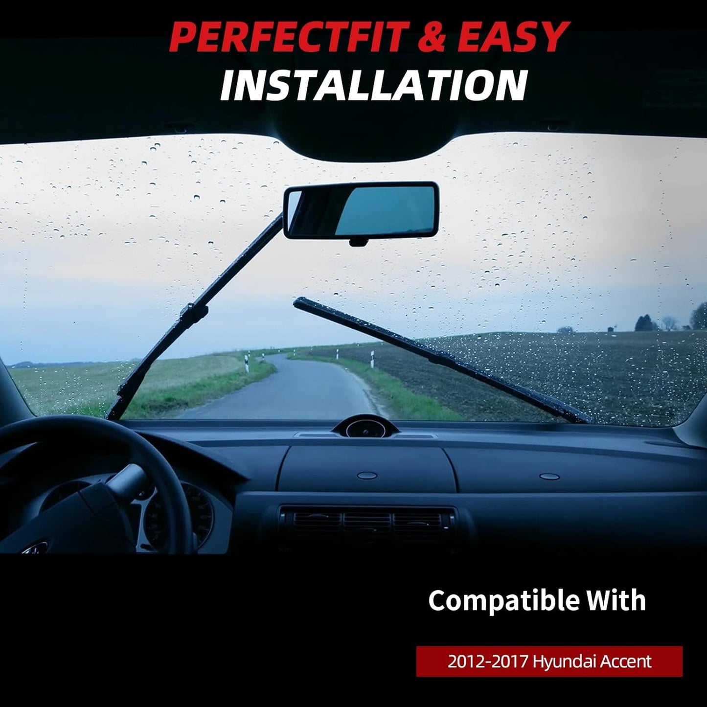 OTUAYAUTO Premium Windshield Wiper Blades - Replacement for Hyundai Accent 2012-2022 - All-Weather Performance, Front and Rear Wiper Blades, U Hook - 26"+16"+11" (Pack of 3)