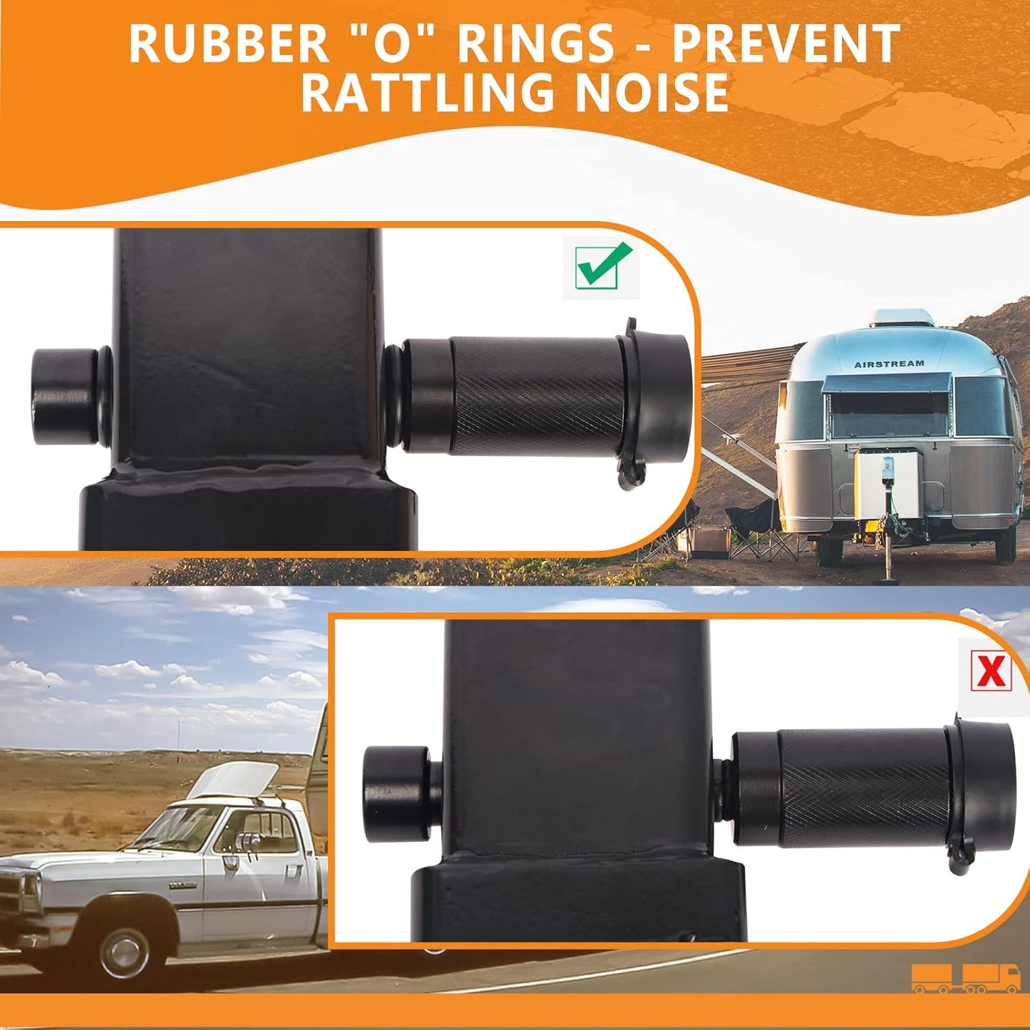 Trailer Hitch Locks, Hitch Lock with 5/8'' Pin Fits Class III IV 2" Hitch Receivers, Locking Hitch Pin with Anti-Rattle O-Rings for Trailer Truck Car Boat (2 Pack)