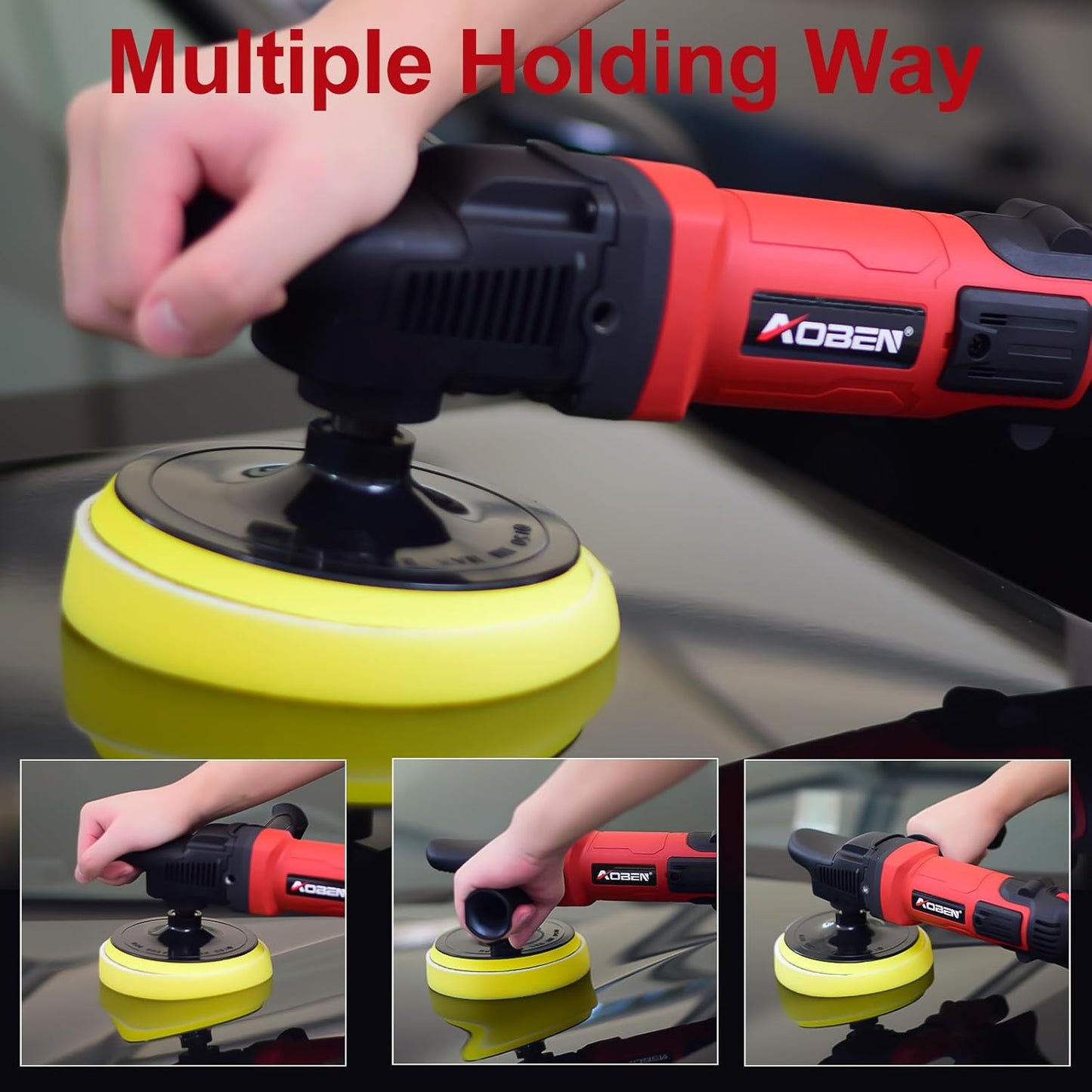 AOBEN 6/7 inch Buffer Polisher,Rotary Car Buffer,1600W Car Polisher Waxer Kit with 6 Variable Speed 1000-3500RPM & 4 Polishing Pads,Detachable Handle for Car Polishing and Waxing