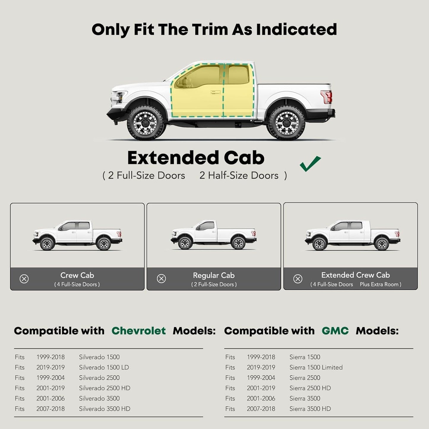 YHTAUTO 4 Inch Running Boards Side Steps Fit Chevy Silverado/GMC Sierra 2007-2018 1500 & 2007-2019 2500 HD 2007-2018 3500 HD, 2019 Silverado/Sierra 1500 Limited Extended/Double Cab Exclude C/K Classic