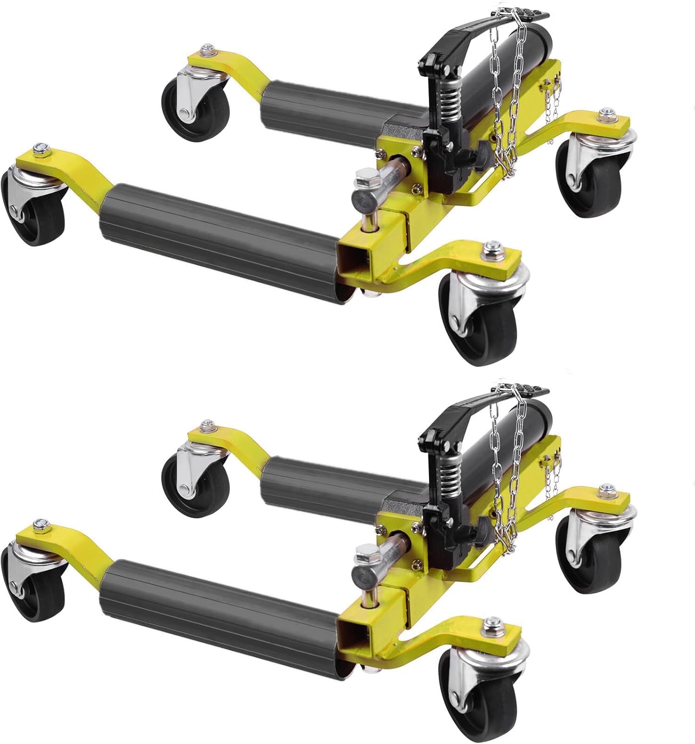 2 Pcs Car Wheel Dolly with Hydraulic Tire Jack, 1500LBS Capacity Trailer Dolly for Vehicle Positioning for Truck RV Trailer, Yellow