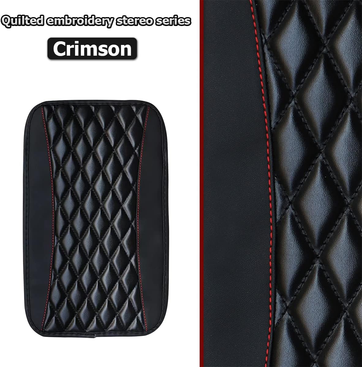 Car Center Console Cushion Pad, Universal Leather Waterproof Armrest Seat Box Cover Protector,Comfortable Car Decor Accessories Fit for Most Cars, Vehicles, SUVs (Black)