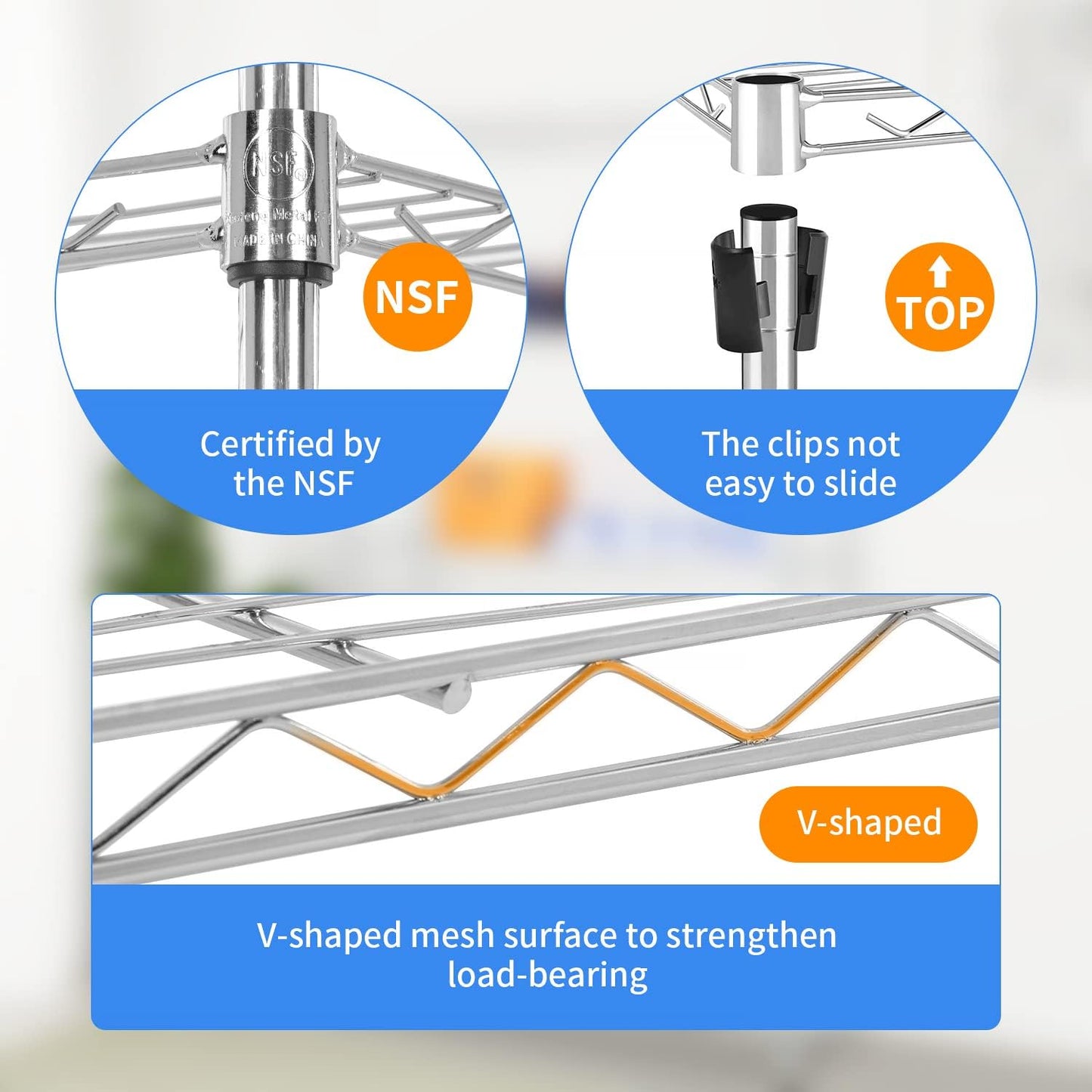 Wire Shelving Unit Metal Shelf Organizer Heavy Duty Wire Rack Storage Unit Rack Utility for Bathroom Office Kitchen (Chrome, 14" D x 24" W x 60" H)