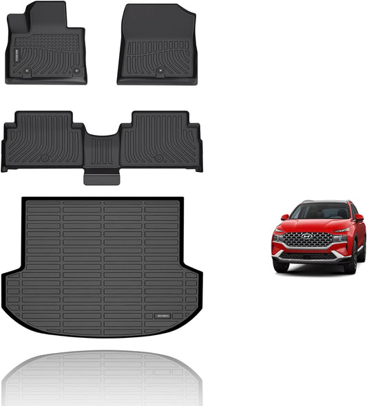 KELCSEECS Floor Mats & Cargo Liner for 2021 2022 2023 Hyundai Santa Fe Hybrid/2022 2023 Hyundai Santa Fe Plug-in Hybrid(PHEV) Car Mats All Weather Floor Liners Santa Fe Hybrid Floor Mats Trunk Mat
