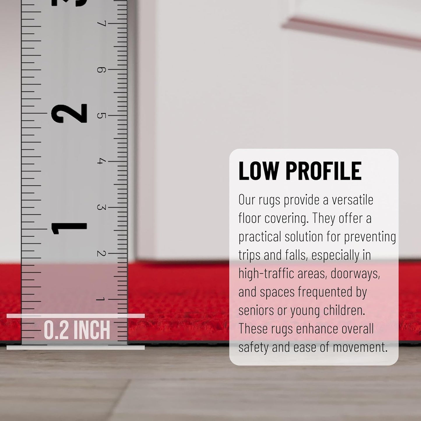 Ottomanson 2' x 6' Hallway Runner with Scraper Pile - Extra Durable Non-Slip Rug Mat for Indoor & Outdoor Use - Ideal for Kitchen, Entryway, Patio & Garage - High-Traffic Carpet, Red