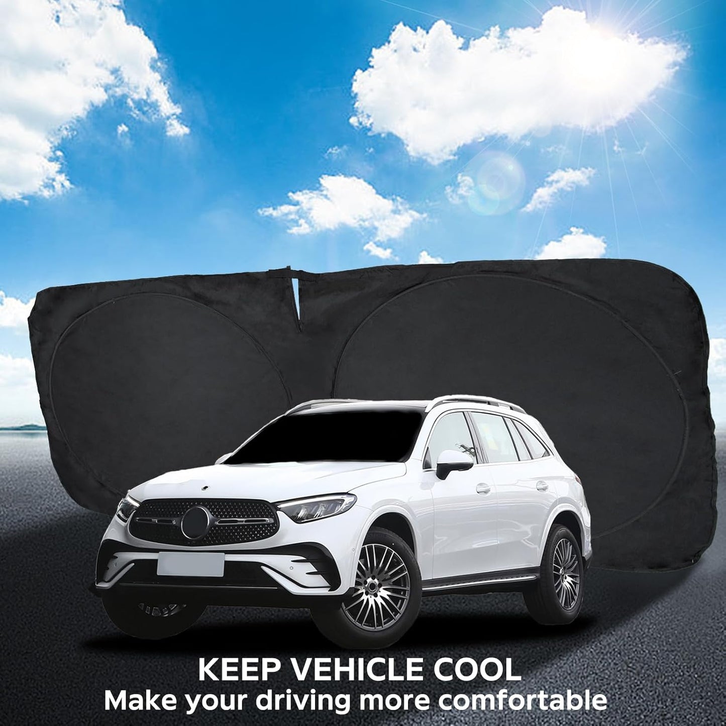 INSAUTO for GLC Windshield Sunshade Foldable Sun Shade Custom-fit for Mercedes Benz 2016-2022 GLC SUV GLC300 Windshield Cover Car Front Window Sun Visor Shield Keeps Your Vehicle Cool Accessories