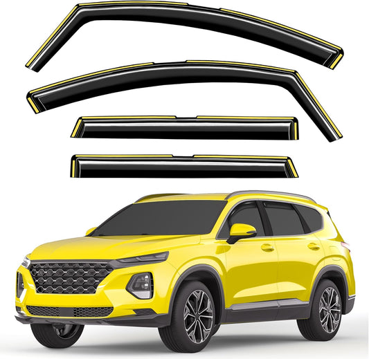 in-Channel Window Rain Guards Intended for Hyundai Santa Fe 5 Seats 2019-2023 (Not for XL 7 Seat) Window Deflectors Vent Visors Shades Exterior Visors Rain Guards Accessories - 4 pcs