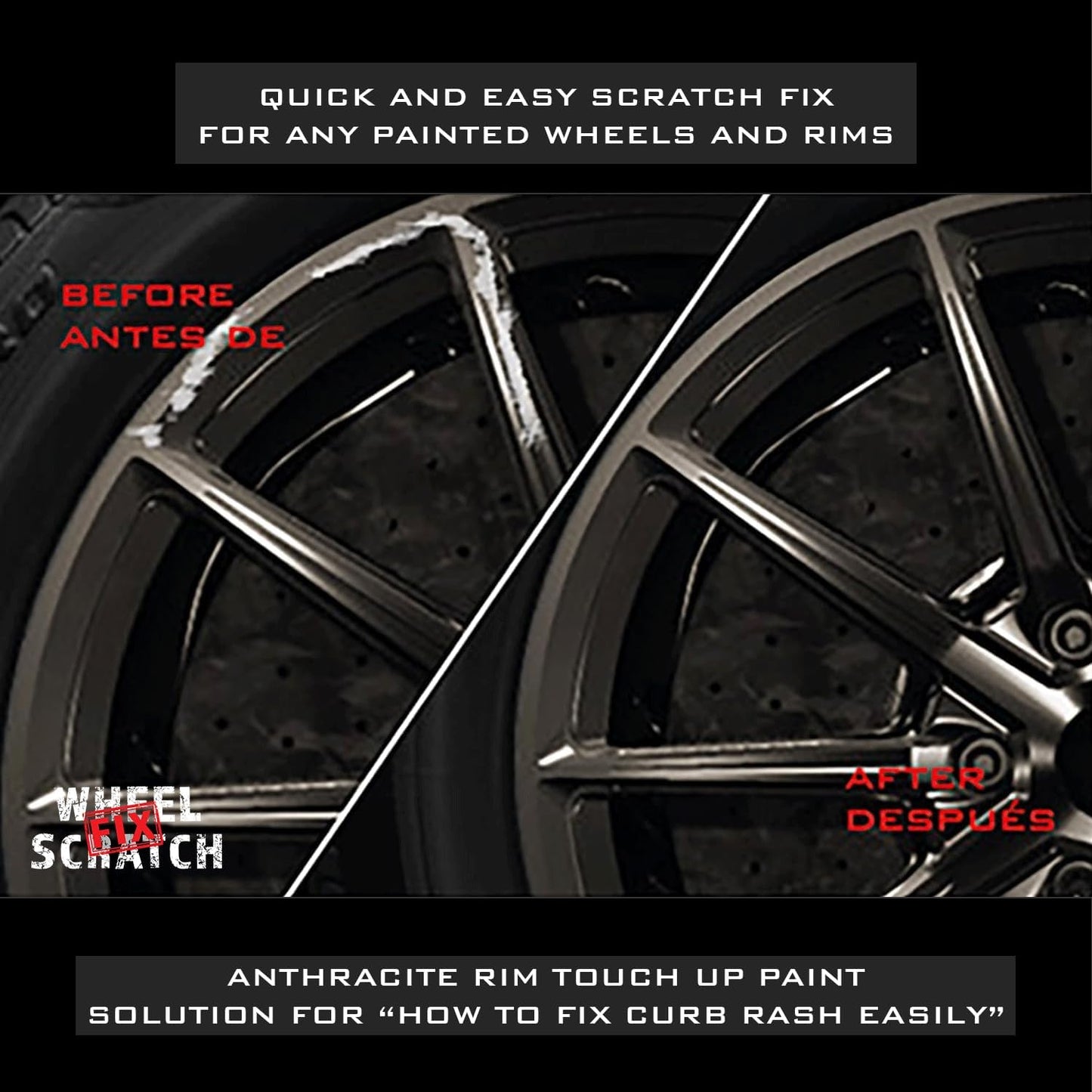 Anthracite Gray Rim Touch Up Paint Kit, Car Wheel Scratch Repair Kit, Wheel Touch Up Paint Pen, curb rim repair kit, curb rash repair Kit, Universal Rim Alloy Wheel Paint Grey Anthracite (Anthracite Gray)