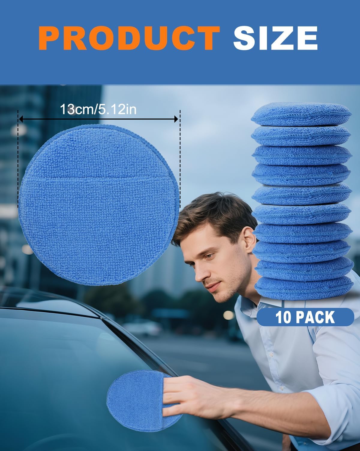 Wax Applicator Pads, 10 Pack Applicator Pad with Finger Pocket, Car Wax Applicator Pad, Foam Pads for Car Cleaning and Detail Polishing Pad
