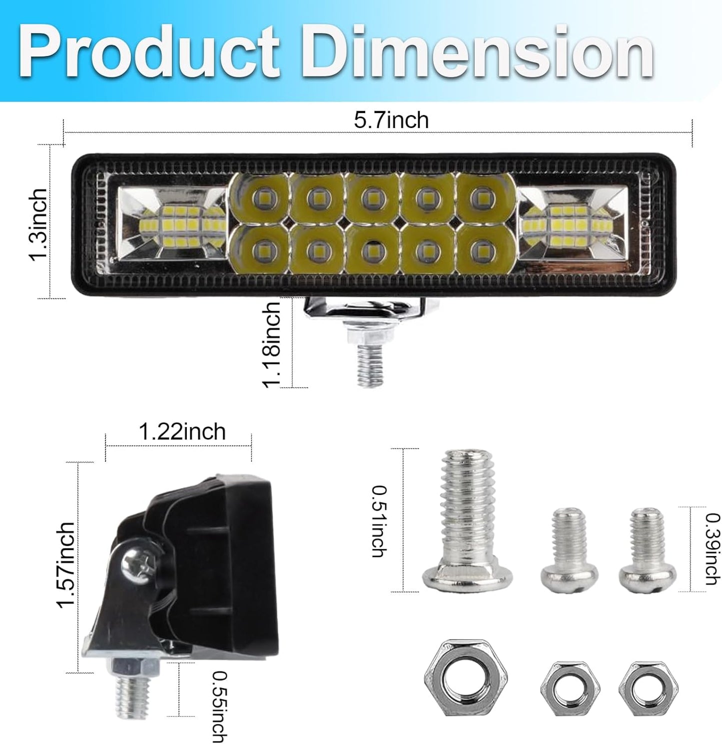 LIGBT 2PCS LED Light Bar 5.7 Inch Slim 60W Led Driving Lights Waterproof Driving Fog Light Flood Spot Beam Combo LED Work Lights for Jeep Truck Boat Car UTV ATV