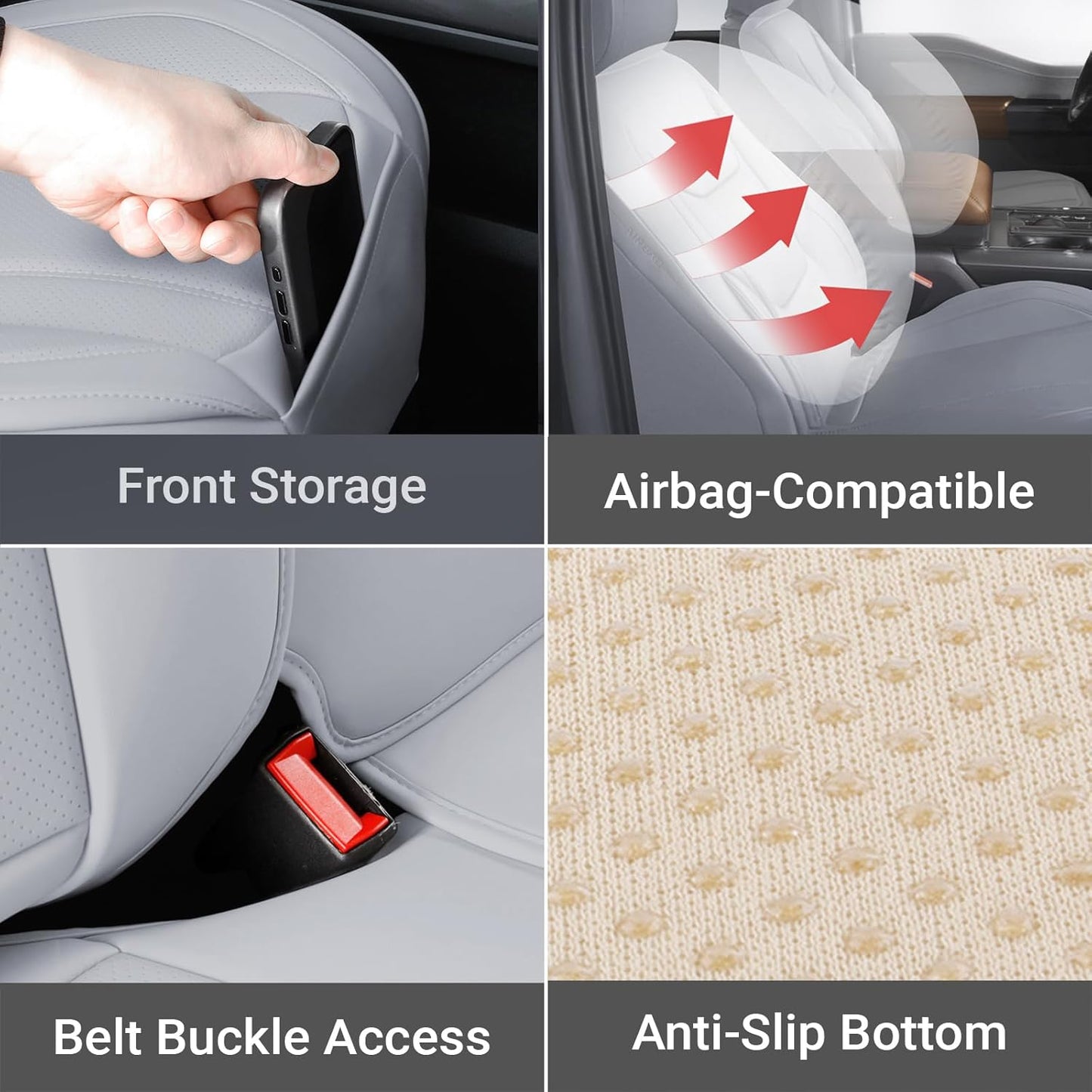 Coverland Custom Car Seat Covers Compatible with 2007-2013 Tundra Double Cab - Premium Leather Non-Slip Memory Foam Waterproof Cover Interior Protector Full Set-Gray [See Size Chart-Size X134]