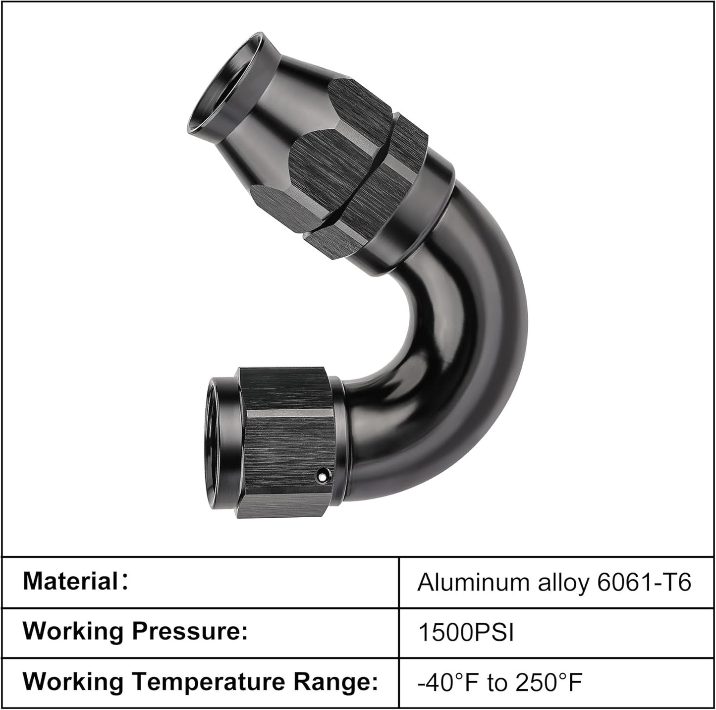 EVIL ENERGY 12AN 150 Degree PTFE One Piece Full Flow End Hose Fitting Aluminum Black