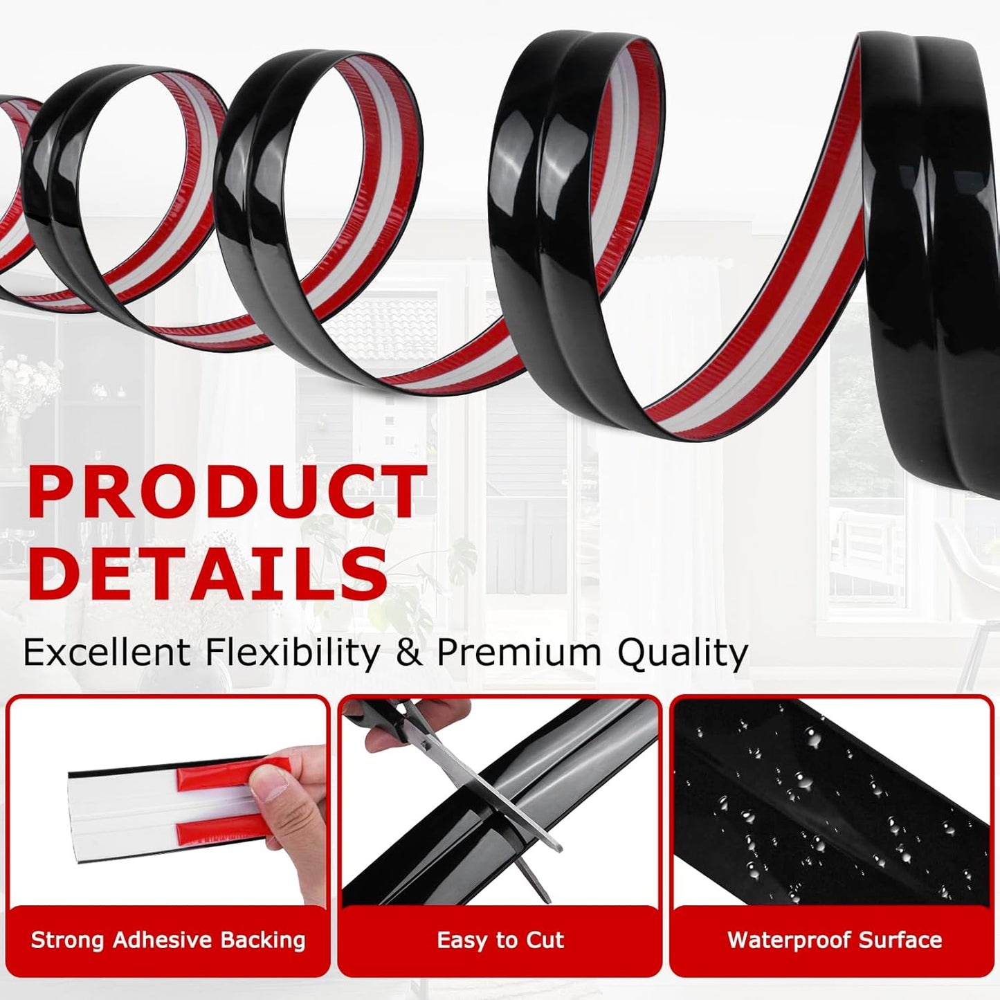 Flexible Wall Corner Protector Moulding Trim Peel and Stick Wall Corner Guards Edge Protector Self Adhesive Molding Trim Strip for Edge Ceiling (Black, 0.8 in x 10 Ft)