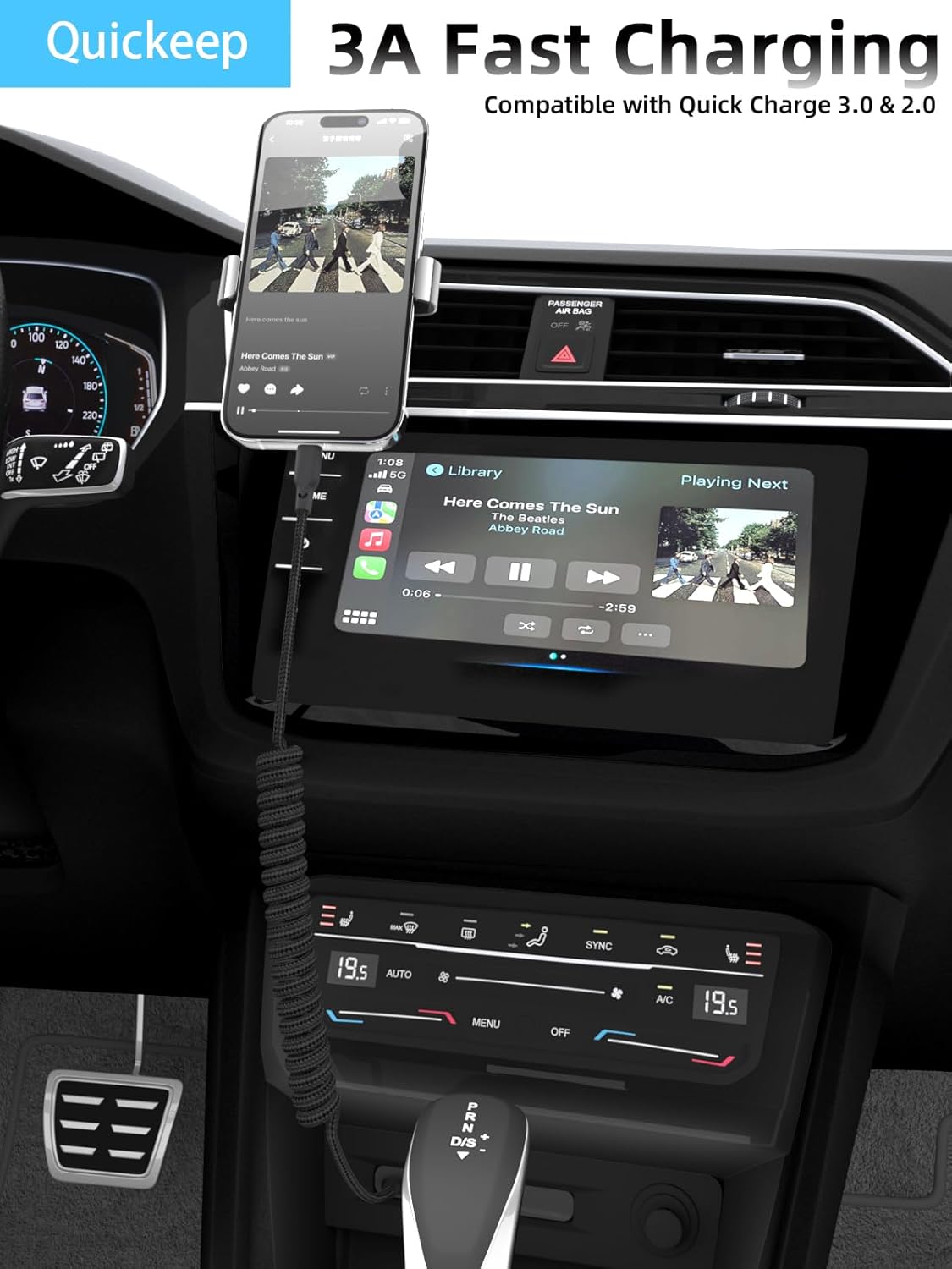 Car Carplay Cable 2Pack 3ft Coiled USB A to USB C Fast Charge Cord for iPhone 16/15/Plus/Pro Max/MacBook Pro, Auto Coiled Retractable iPhone Car Cord