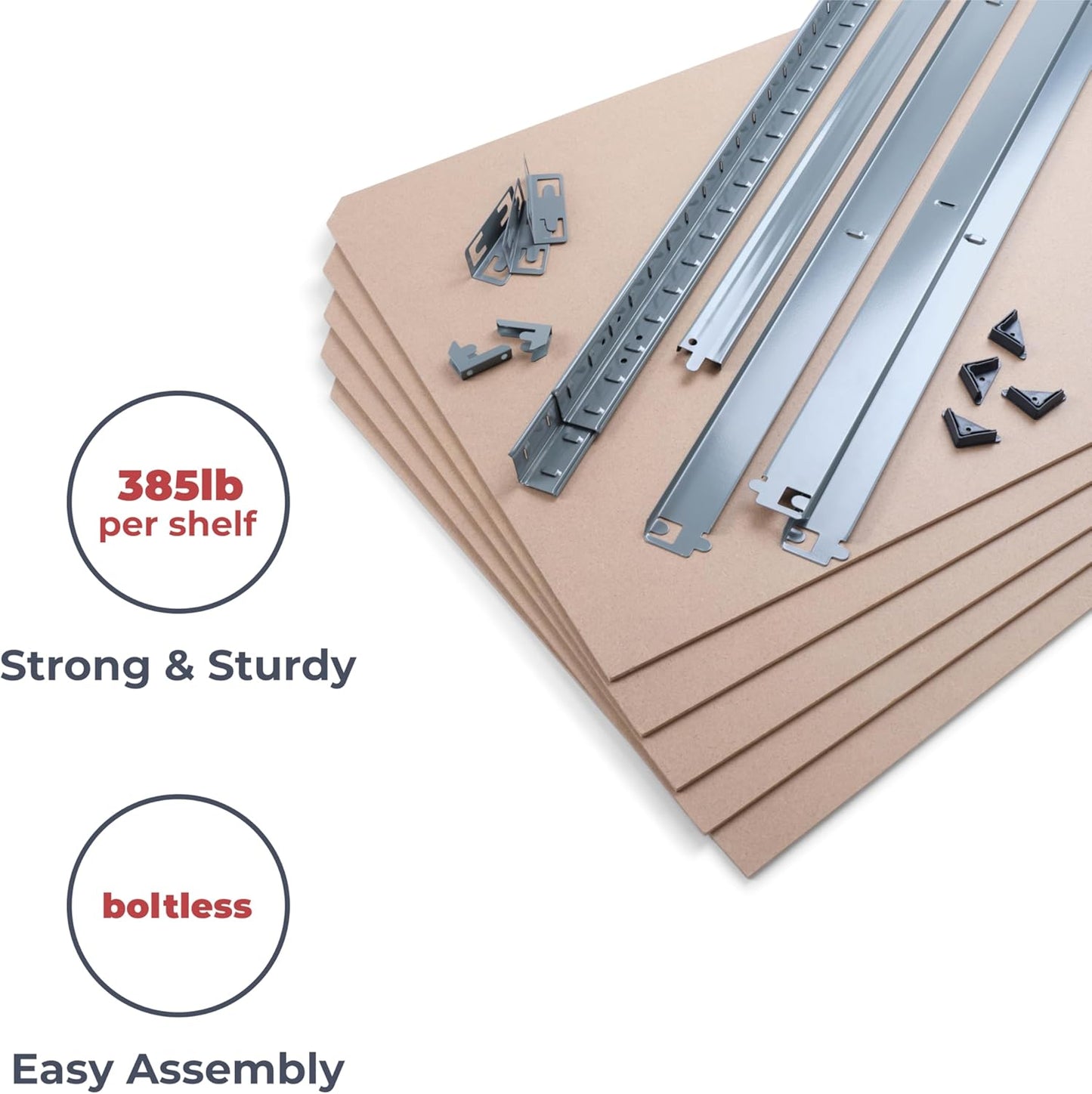 Garage Shelving Units - 71" H x 47" L x 16" W - Heavy Duty Racking - Shelves for Storage -1 Bay - Galvanised - 5 Tier - 2000LB Capacity (400LB Per Shelf) - Workshop, Shed, Office - 5 Year Warranty