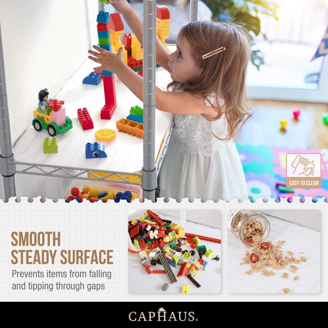 CAPHAUS NSF Adjustable Height Wire Shelving Unit w/Liner, Basement Storage Shelving, Metal Steel Storage Shelves, Garage Shelving Storage Organizer, Utility Shelf, 4-Tier W/Wheels W/Liners, Black