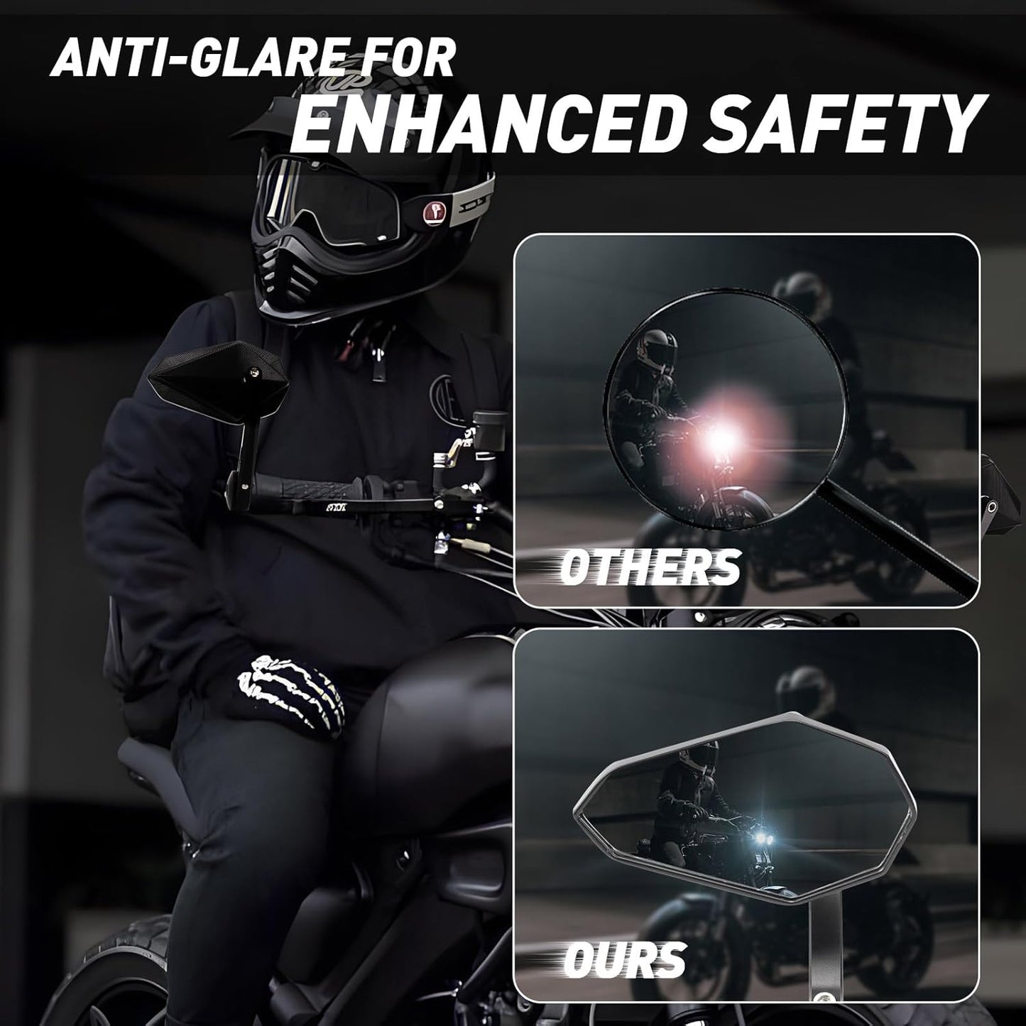 Motorcycle Mirrors for Handlebars, Bar End Motorcycle Mirrors, Rear View Mirrors for Motorcycles, Fits 7/8" Handlebars, Compatible with Honda Grom, Yamaha, Kawasaki, Ducati, Suzuki & More