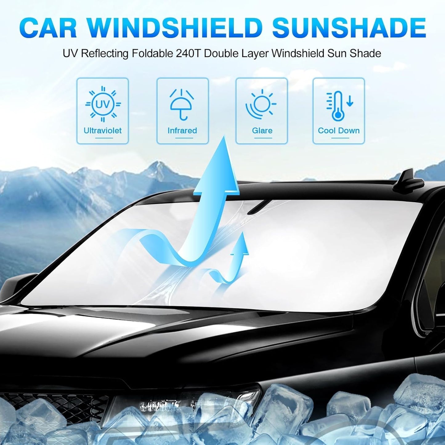 KUST Windshield Sun Shade Custom Fit for 2019-2024 2025 2026 Acura RDX Accessories Windshield Sunshade Window Shade Sun Visor Protector Foldable Blocks UV Rays Keep Your Car Cooler