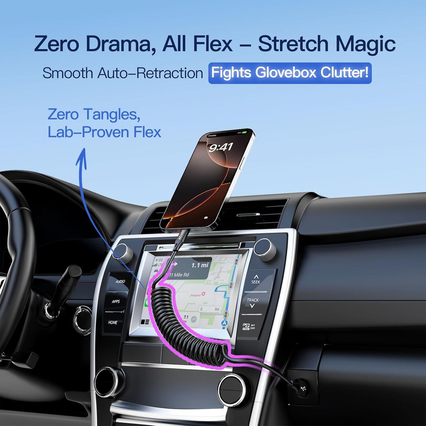 AGVEE 2 Pack 3ft Coiled Short USB to USB-C Charging Cable [USB-IF Certified] 3A Fast Charger Cord in Car for iPhone 16/15 CarPlay, Galaxy S25 S24 S23 S22 S21 S10 S9 S8, Google Pixel, Black