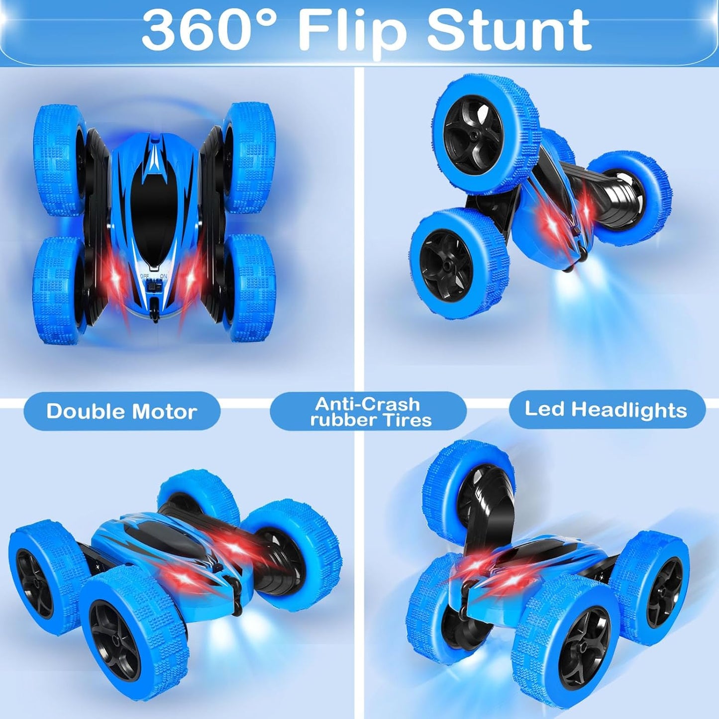 FREE TO FLY Remote Control Car Boys Toys: 360 Flip Rc Cars 2.4Ghz Double-Sided Rotating Stunt Car 6 7 8 9 10 11 12 Year Old Kids Girls Outdoor Indoor