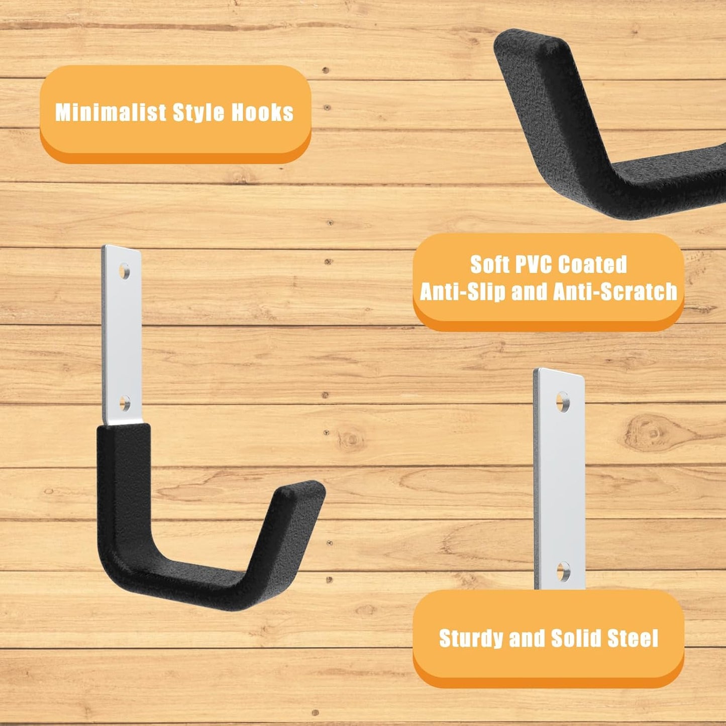 Heavy Duty Utility Hooks for Storage Wall Mount,Garage Wall Hooks for Hose, Bike, Ladder, Chainsaw, Leaf Blower Hanger (8 Small)