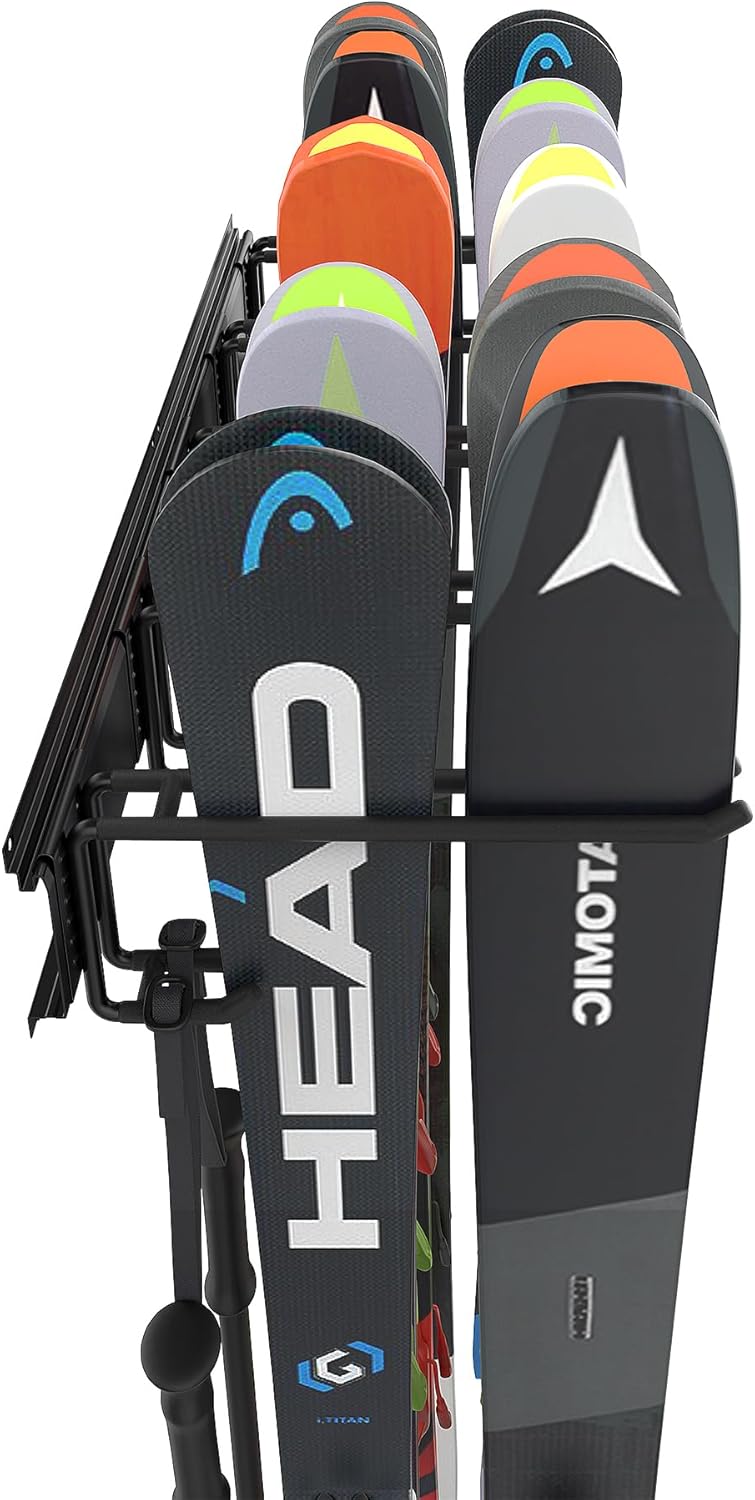 Ultrawall Ski Rack, Wall Mounted Ski Storage for Garage Storage Organizer System, 10 Pairs of Skis Holder for Home Shed, Holds Up to 300lbs