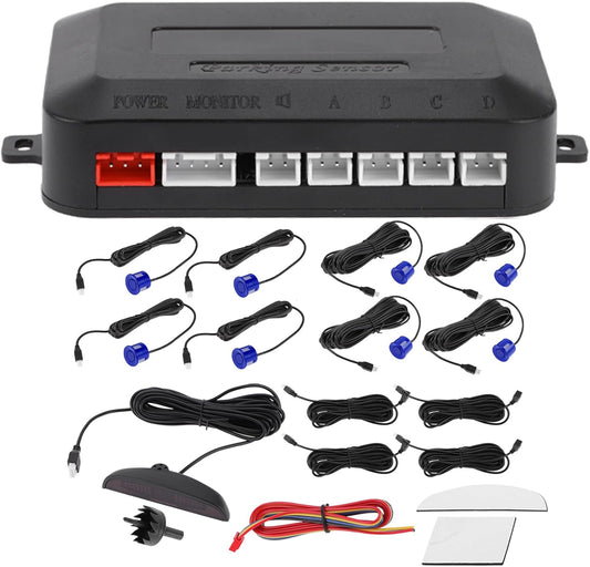 Motoforti Universal Car Auto Vehicle Reverse Backup Radar System Reverse Parking Sensors Alarm Buzzer Reminder Distance Detection Dark Blue 8 Parking Sensors
