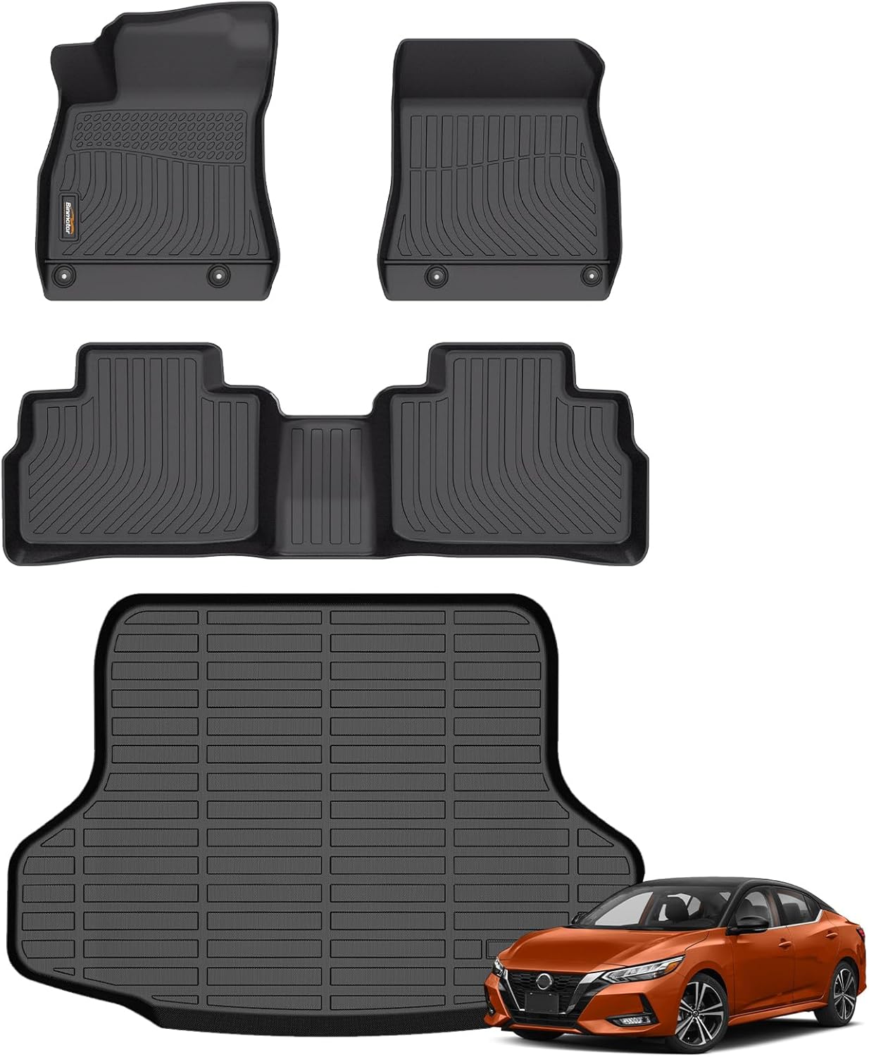 Binmotor-Floor Mats & Cargo Liner for Nissan Sentra 2020-2025, S丨SV丨SR，All Weather Car Floor Mat for Nisan Sentra Car Accessories TPE Rubber Liners Cargo Trunk Mat