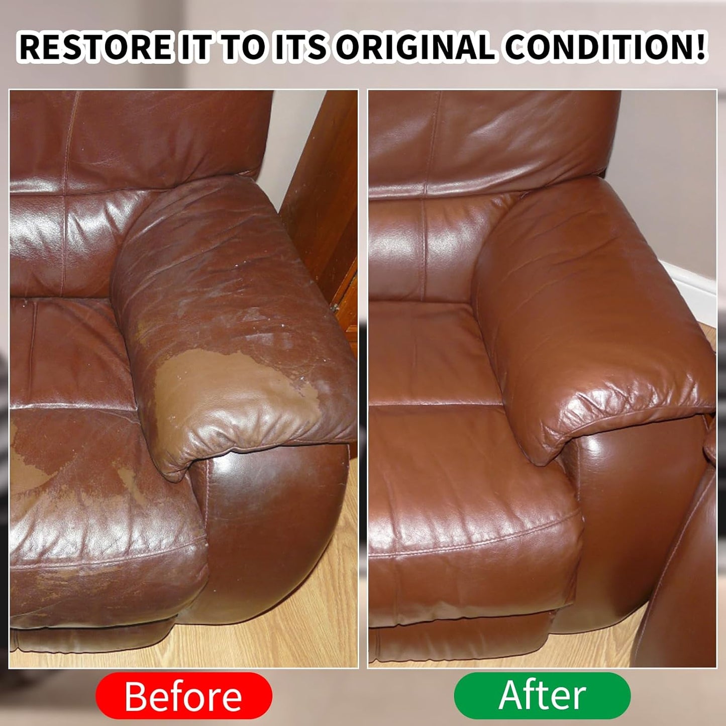 Leather Recoloring Balm,8.5oz Leather Color Restorer,Light Brown Leather Repair kit for Furniture and Car Interior,Leather Couch Scratch Repair,Leather Dye Paint for Faded,Cracked and Damaged Leather