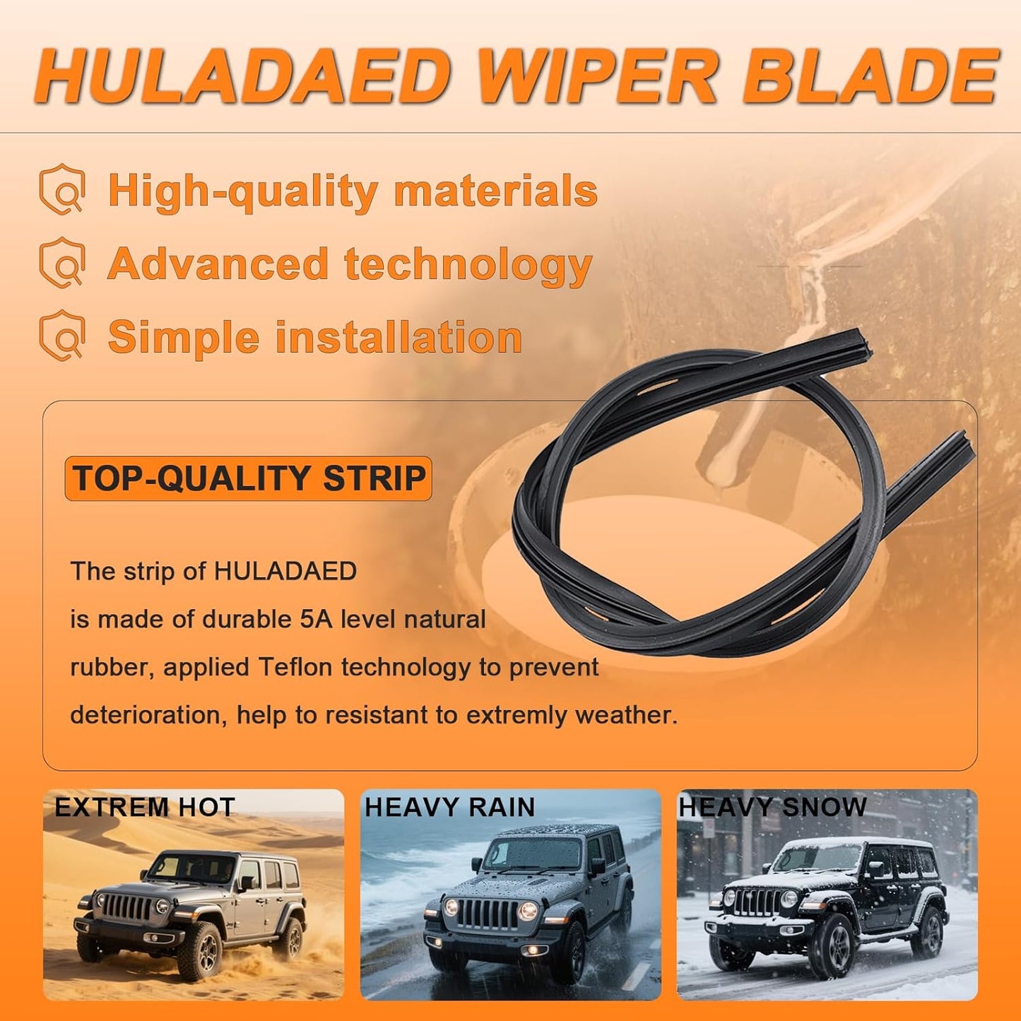 HULADAED® 26'' 14'' 10'' Windshield Wipers Replacement for Chevy/Chevrolet Trax 2023-2013,Silicone Front Rear Wiper blades for MY Car-All Weather & Quiet(3 PACK)