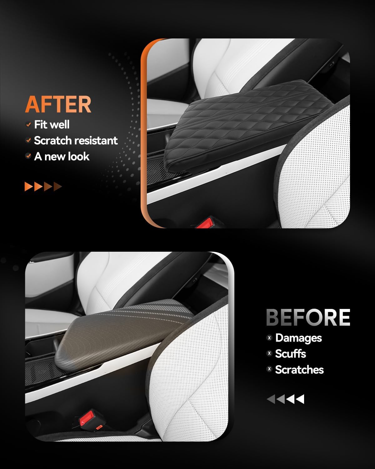 CDEFG for Kia EV6 2022-2025 Center Console Cover Armrest Box Cover for EV6 (Light, Light Long Range, Wind, GT-Line, GT) 2022 2023 2024 2025 Accessories Arm Rest Protector