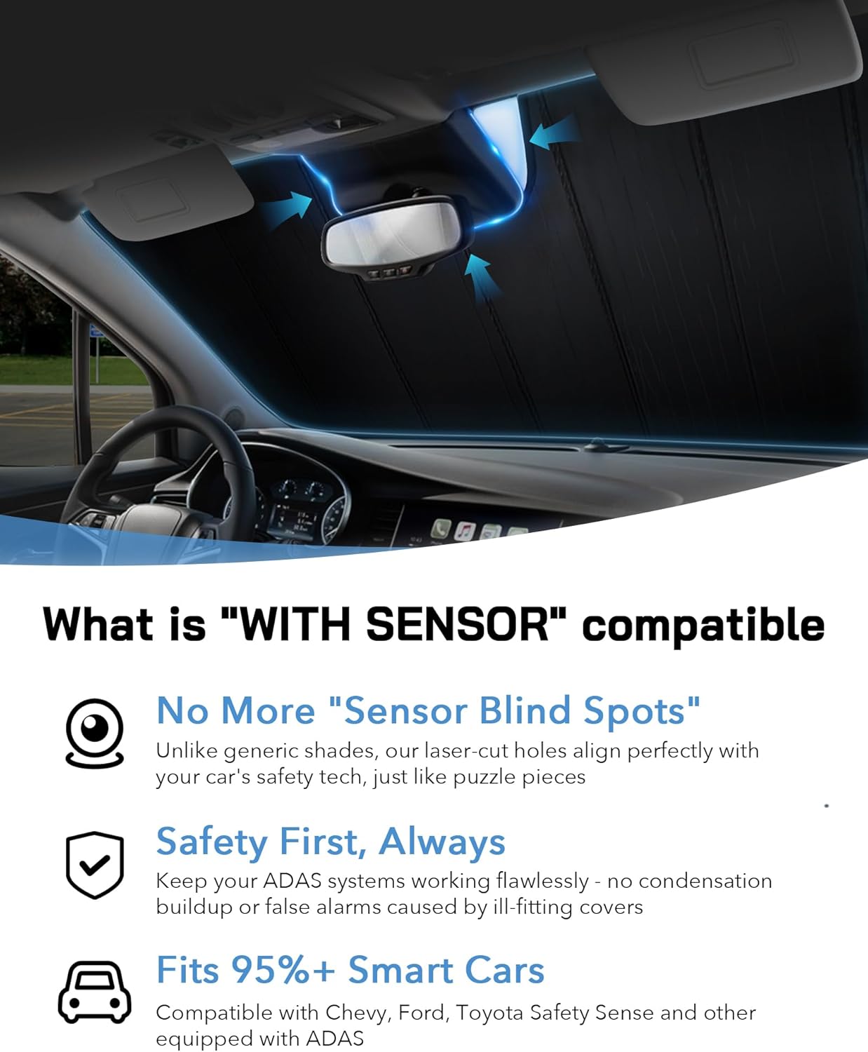 Windshield Sun Shade for Kia Sportage 2017-2022,Front Window Sunshade Shield, 2-in-1 Reflective Sun Shade,Silver for Summer, Black for Winter