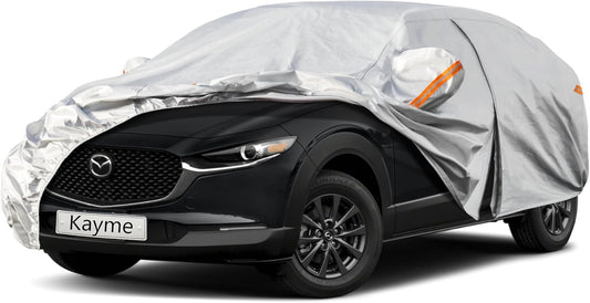 Kayme 6 Layers SUV Car Cover Custom Fit for Mazda CX-30/CX-3/CX 30/CX 3 (2019-2025) Waterproof All Weather for Automobiles, Outdoor Full Cover Rain Sun UV Protection.Silver
