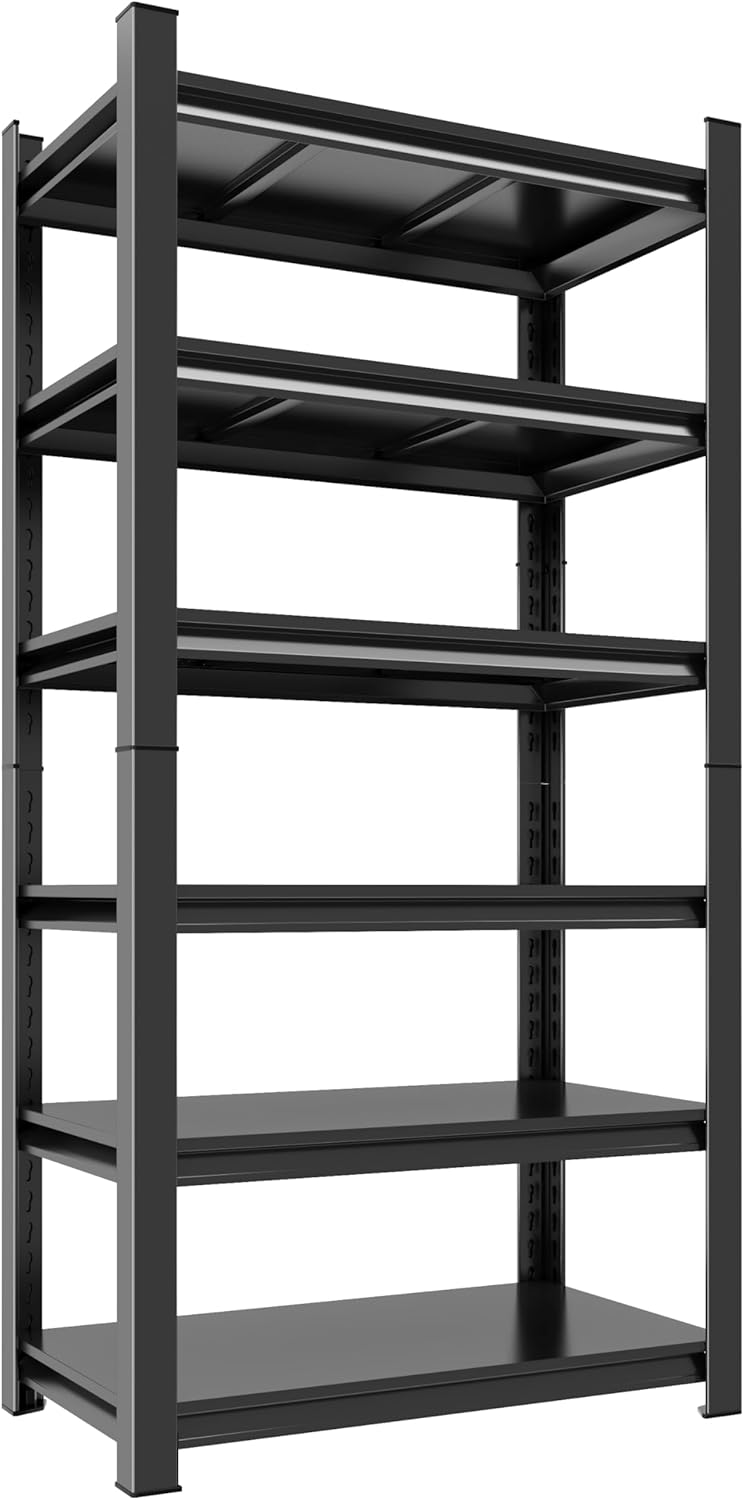 Adjustable 6-Tier Garage Shelving, Heavy Duty Steel Storage Rack, High Load Capacity, Ideal for Garage, Warehouse, or Home Organization (6-Tier 78" H x 40" W x 16" D)