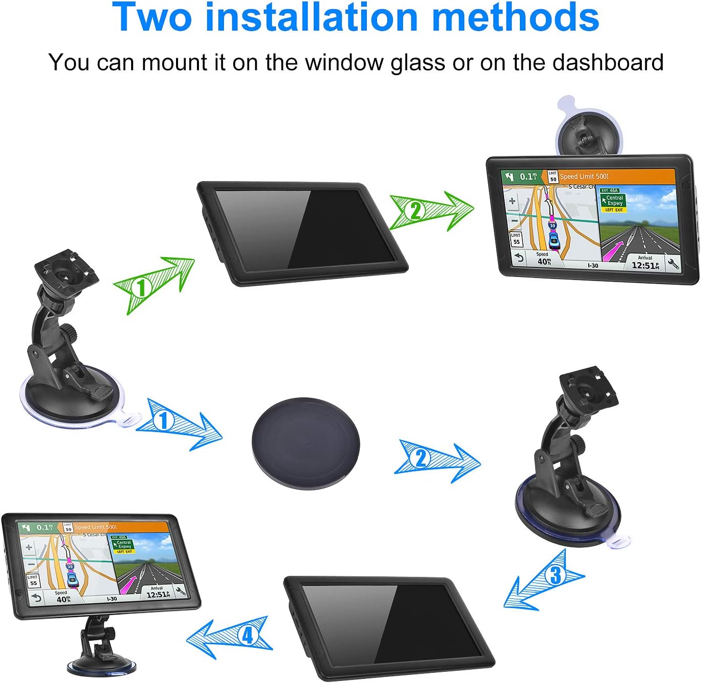 GPS Navigation for Car （9 Inch） Slimline Touch Screen Real Voice Direction ，USA Edition 2025 (Free Lifetime Updates) Turn-by-Turn Voice and Lane Guidance, Speed and Red Light Warning (American Brand)