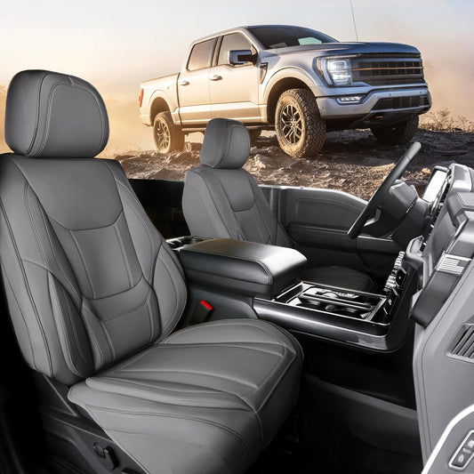 Coverland Custom Car Seat Covers Compatible with 2007-2014 Sierra 2500HD Crew Cab - Premium Leather Non-Slip Memory Foam Waterproof Interior Protector Front Seat-Dark Gray [See Size Chart-Size A38]