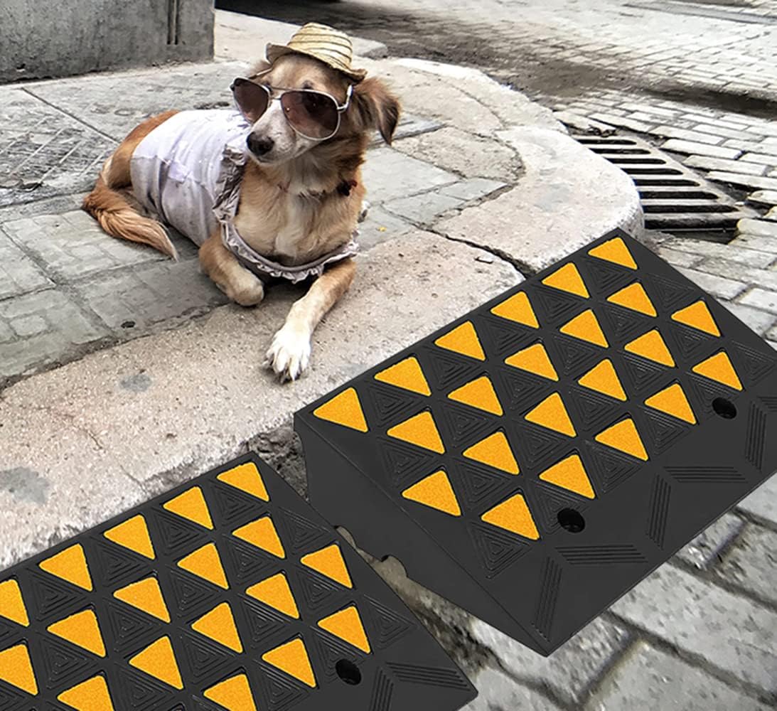 BESEA Rubber Curb Ramp 6" inch High 23.6" Length (Heavy Duty Ramp, 1PCS), for Driveway Curb Ramp Car Motorcycle Loading Dock Truck Pickup Truck Threshold Ramp(6 inch Height, Capacity 60000lbs)-1pack