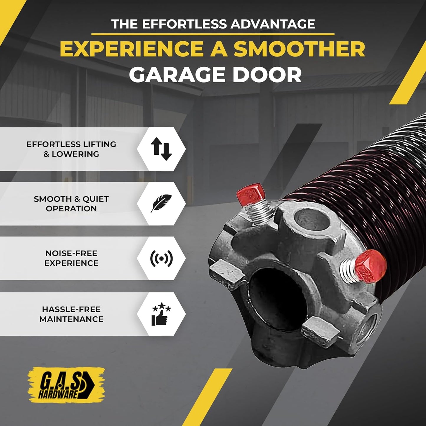Garage Door Torsion Spring 234x1.75x35 Includes 1” Steel Bearing, Non-Slip Gloves, and Winding Bars for Left Side of Garage Door Precision E-Coating 5-Year Warranty Min. 30,000 Cycles (Red Cone)