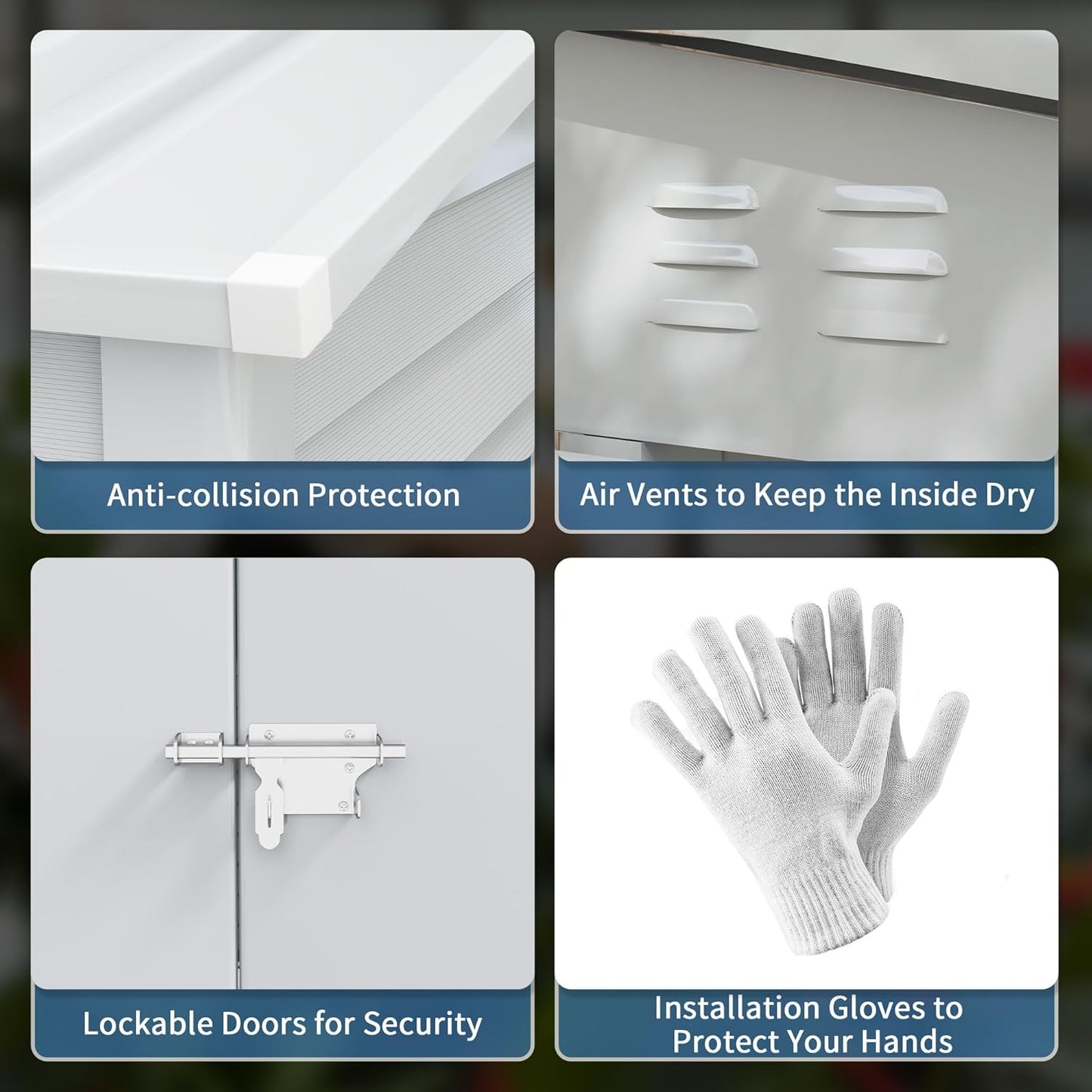 Outsunny 4.6' x 9' Steel Outdoor Storage Shed, Lean to Shed, Metal Tool House with Foundation Kit, Lockable Doors, Gloves and 2 Air Vents for Backyard, Patio, Lawn, White