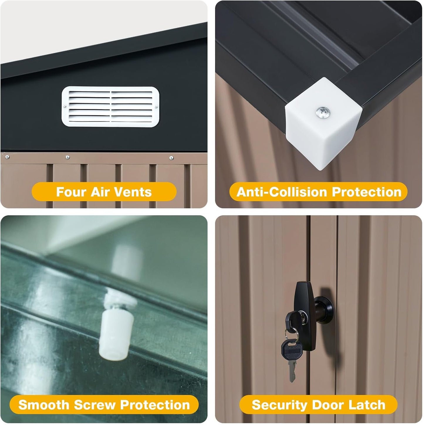 10x8 FT Outdoor Metal Storage Shed with Floor & Lockable Double Doors, Heavy-Duty Galvanized Steel Outdoor Shed for Bike, Tool, Generator Storage in Backyard, Patio (10’x8’, Floor)