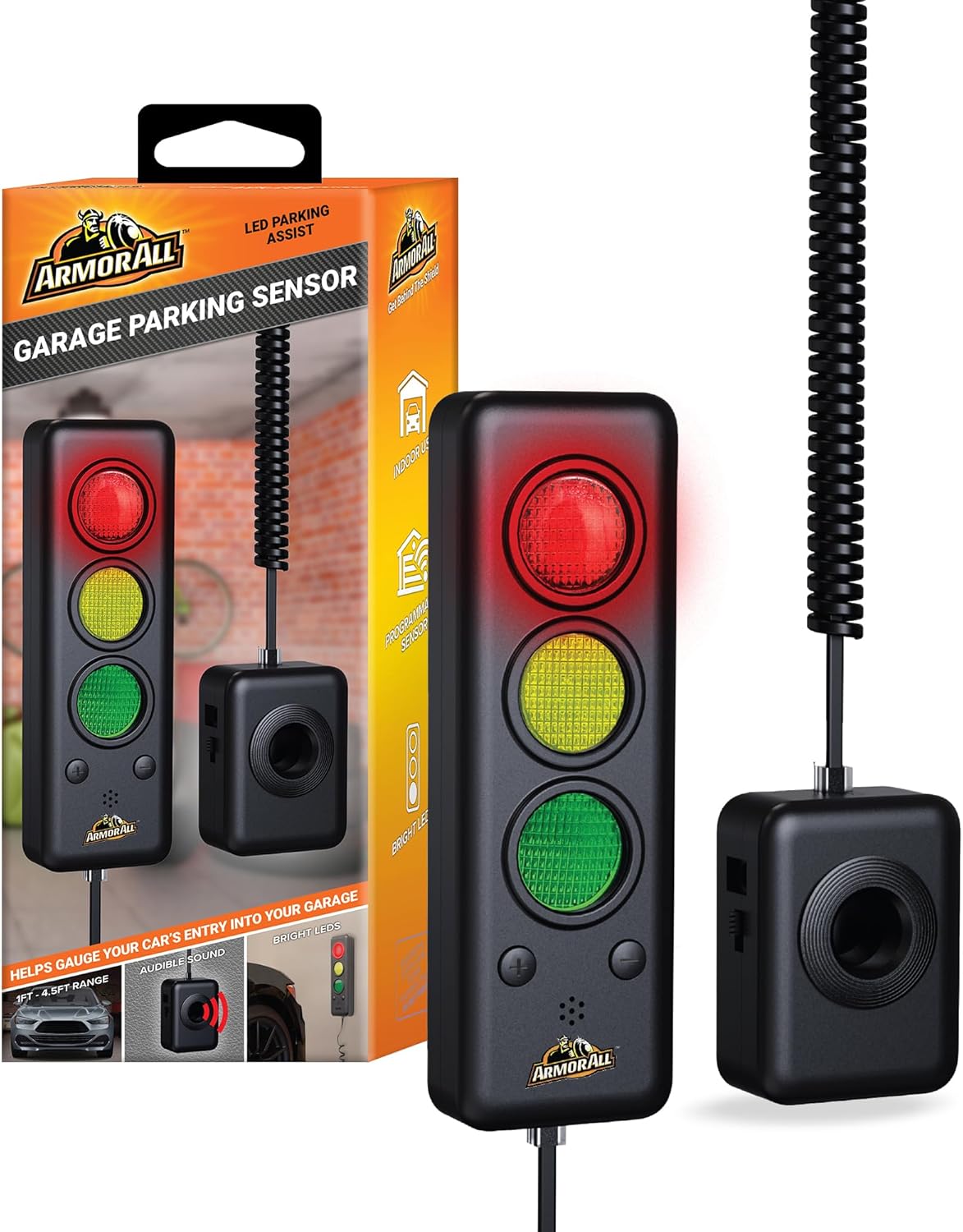 Armor All Advanced Garage Parking Aid with LED Light, Garage Parking Sensor with Color Changing Distance Indicator, Parking Sensor and Garage Stop Light Parking Aid for Safe Parking