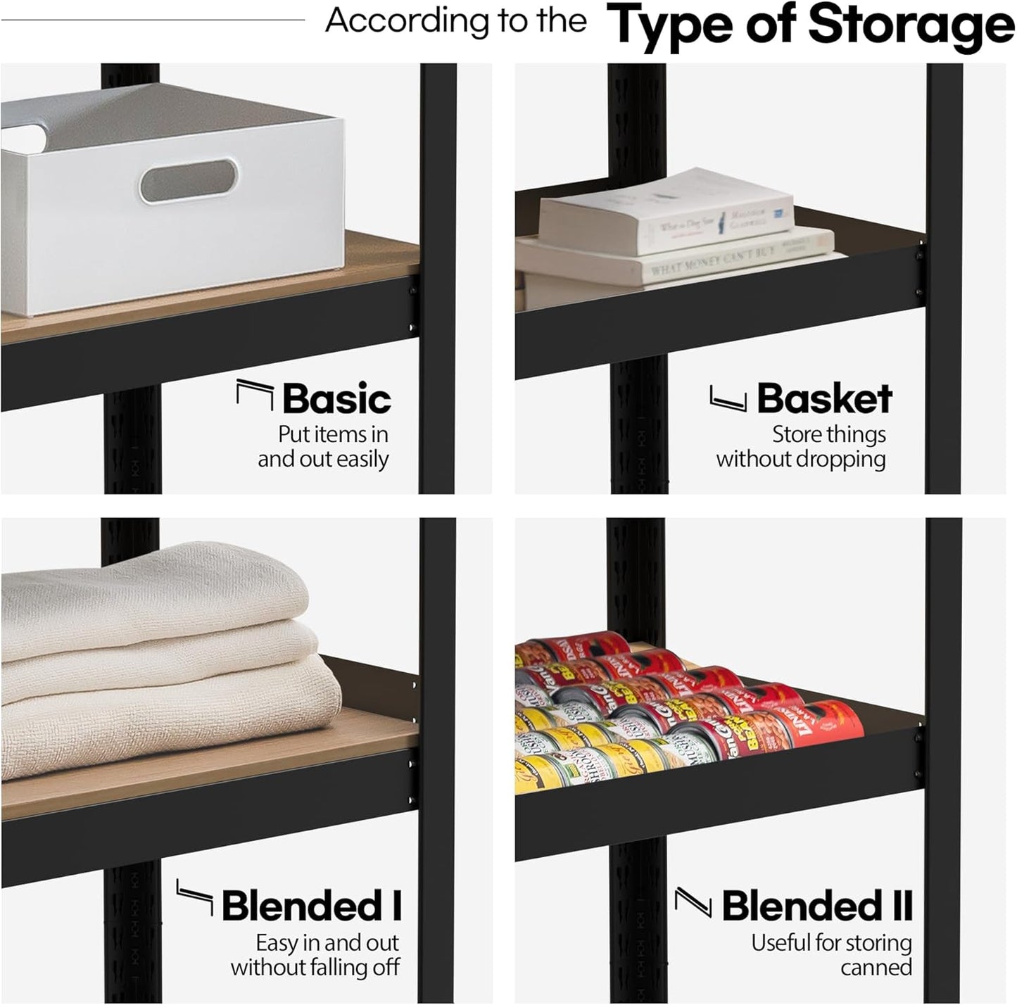 HOMEDANT House Black 5 Tier 24.4" W Laminated Metal Shelving Unit Adjustable Storage Utility Rack Heavy Duty Shelves Organization Multipurpose Shelf Kitchen Garage Pantry Closet 2 Pack