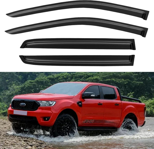 Window Visors Rain Guards for 2019 2020 2021 2022 2023 Ford Ranger Supercrew, Out-Channel Window Vent Wind Deflectors Visors Shades for 19-23 Ranger, for Full-Size Cabs