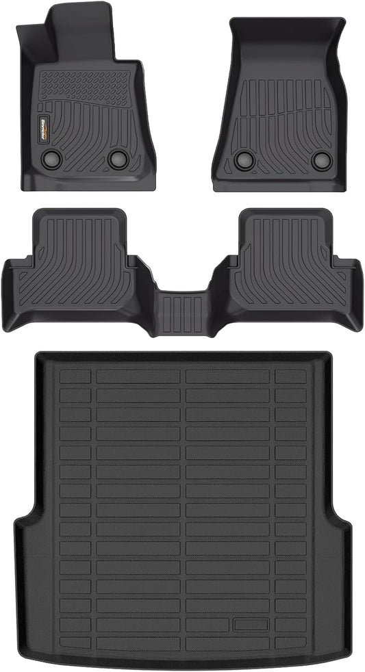 Binmotor-All Weather Car Floor Mats and Cargo Liner Set for BMW I4 2022-2025, 2 Rows with Cargo Mat TPE Rubber Liners for BMW I4 Accessories-Black